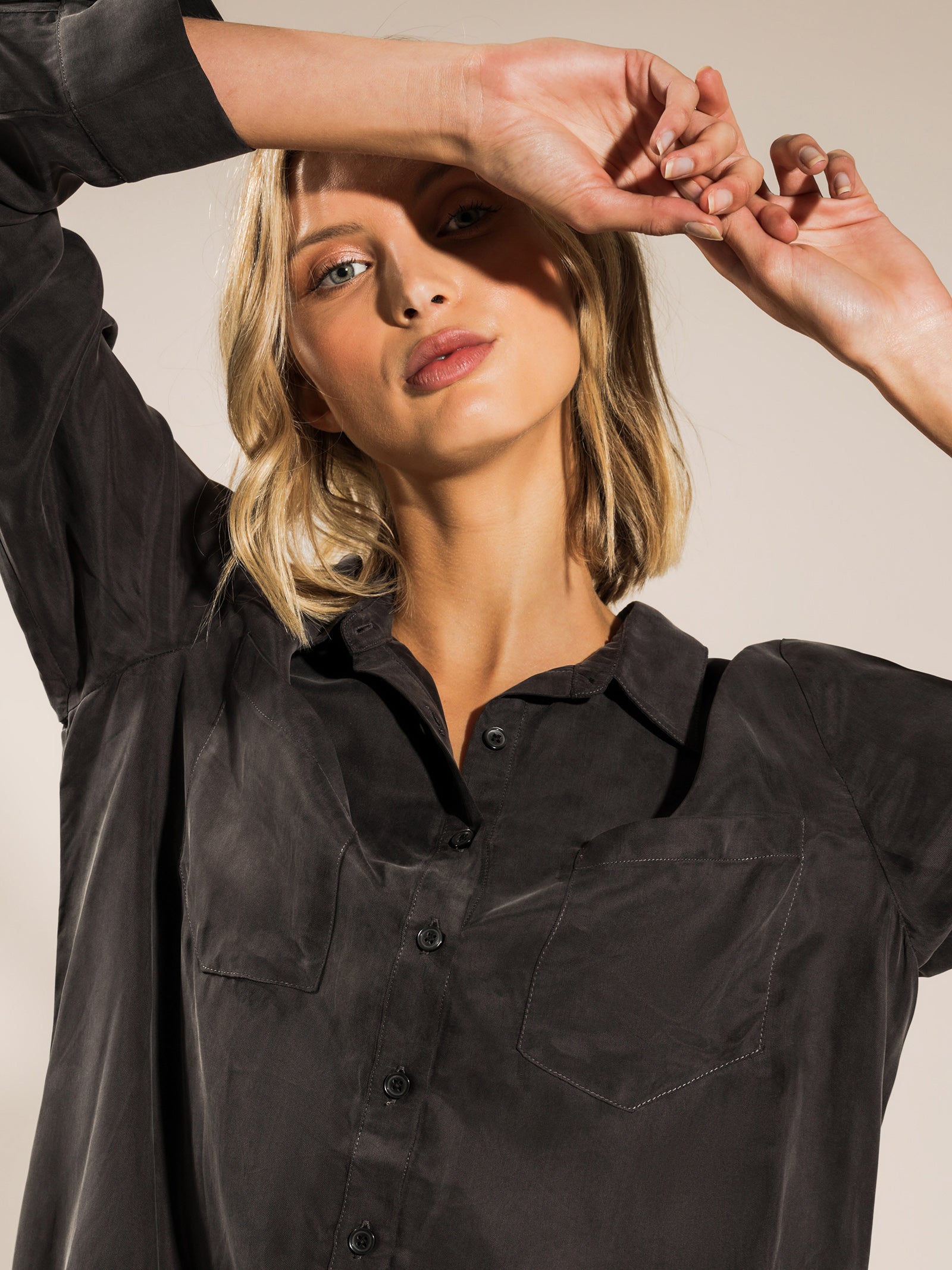Longline Cupro Shirt Dress