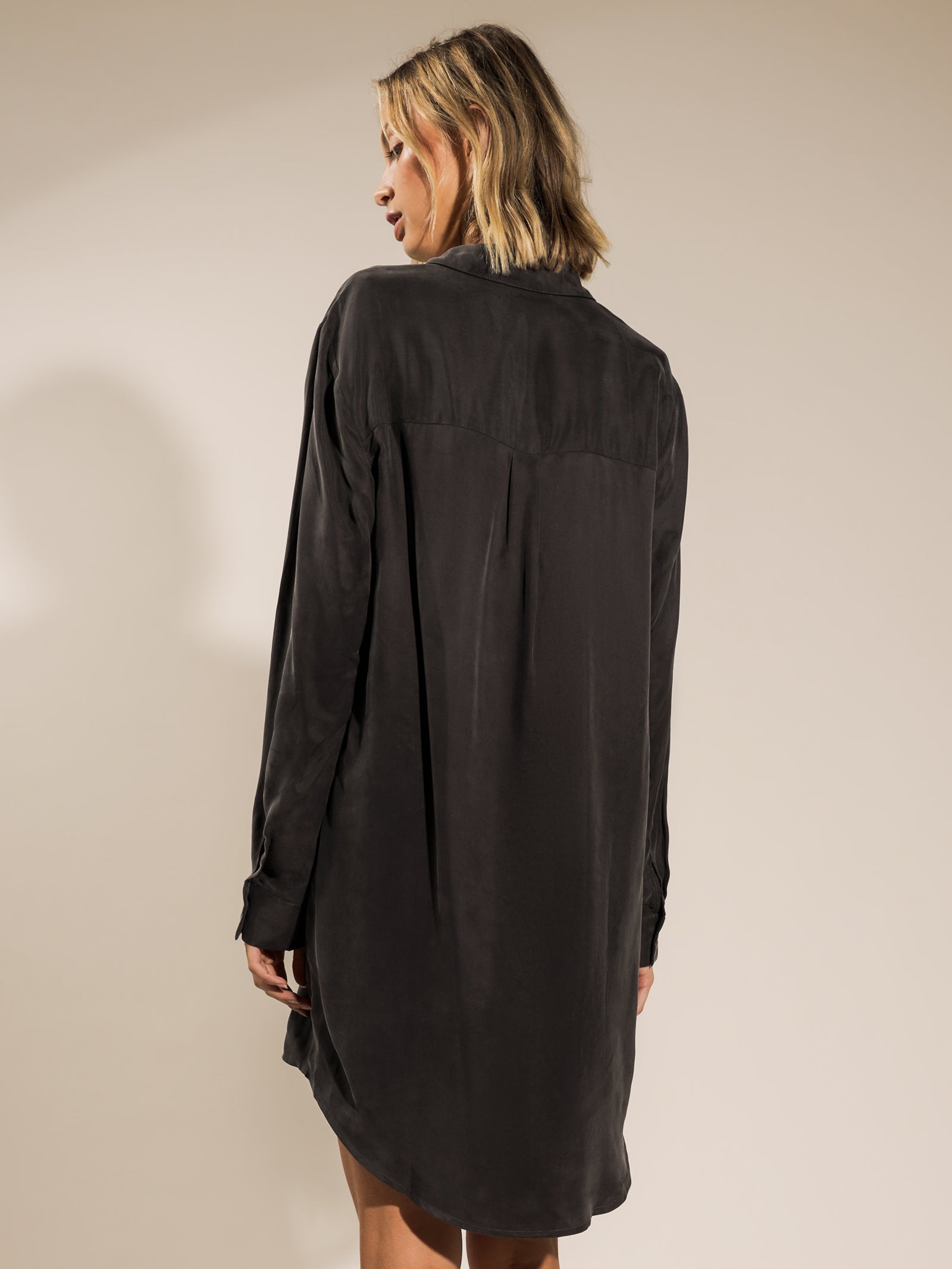 Longline Cupro Shirt Dress