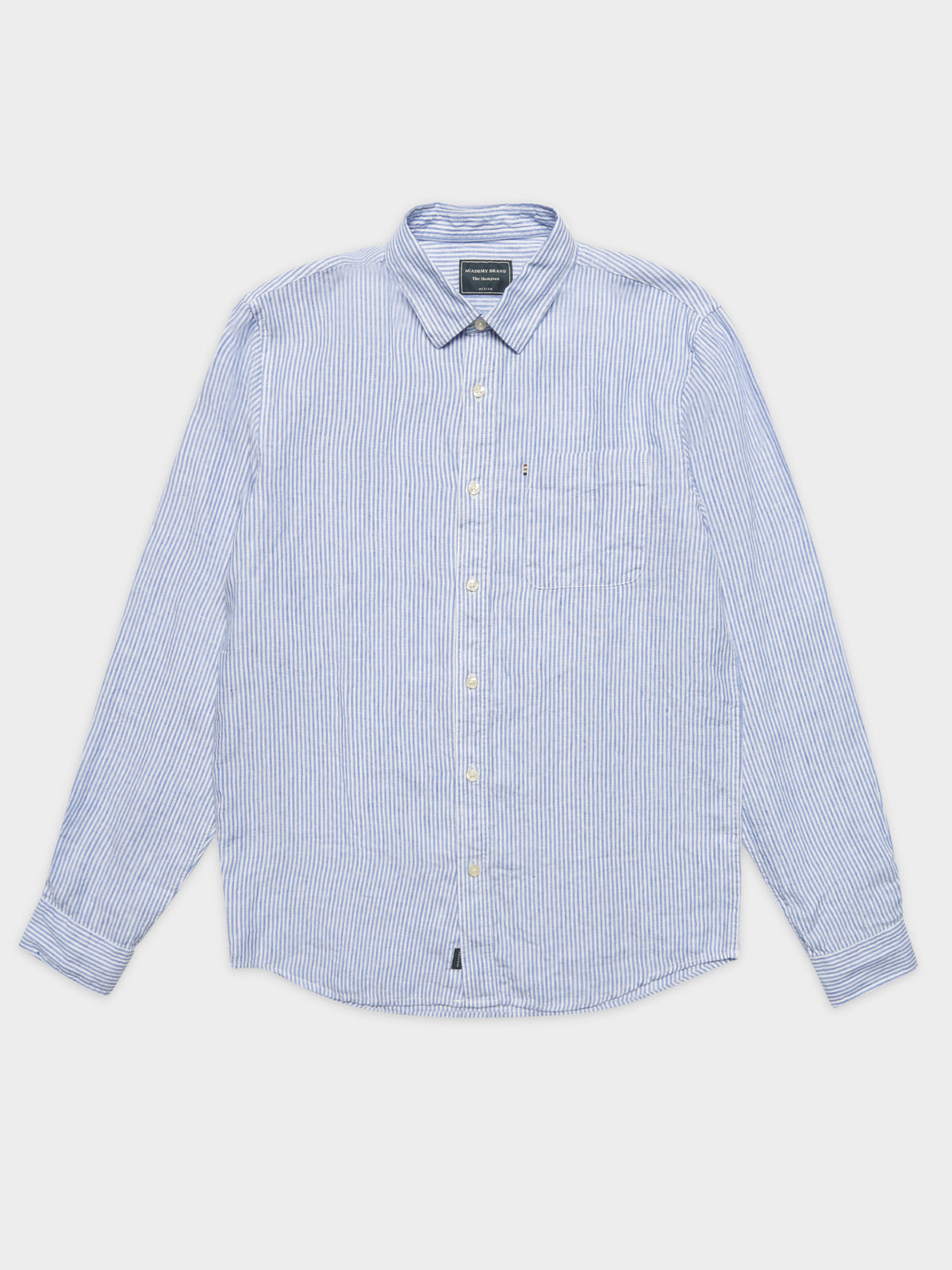 Hampton Long Sleeve Linen Shirt in Sky Stripe