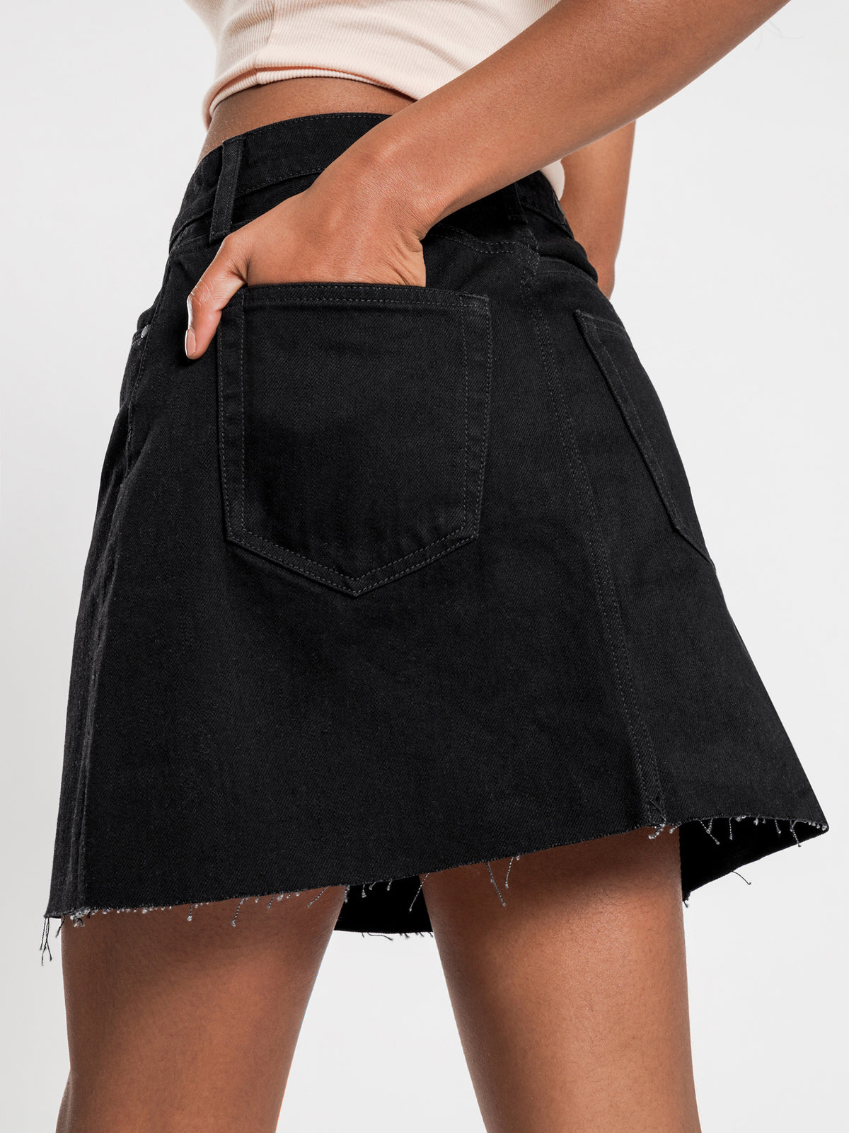 Jaynee Denim Skirt in Blackout