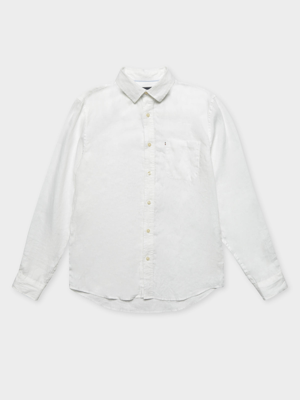 Hampton Long Sleeve Linen Shirt in White