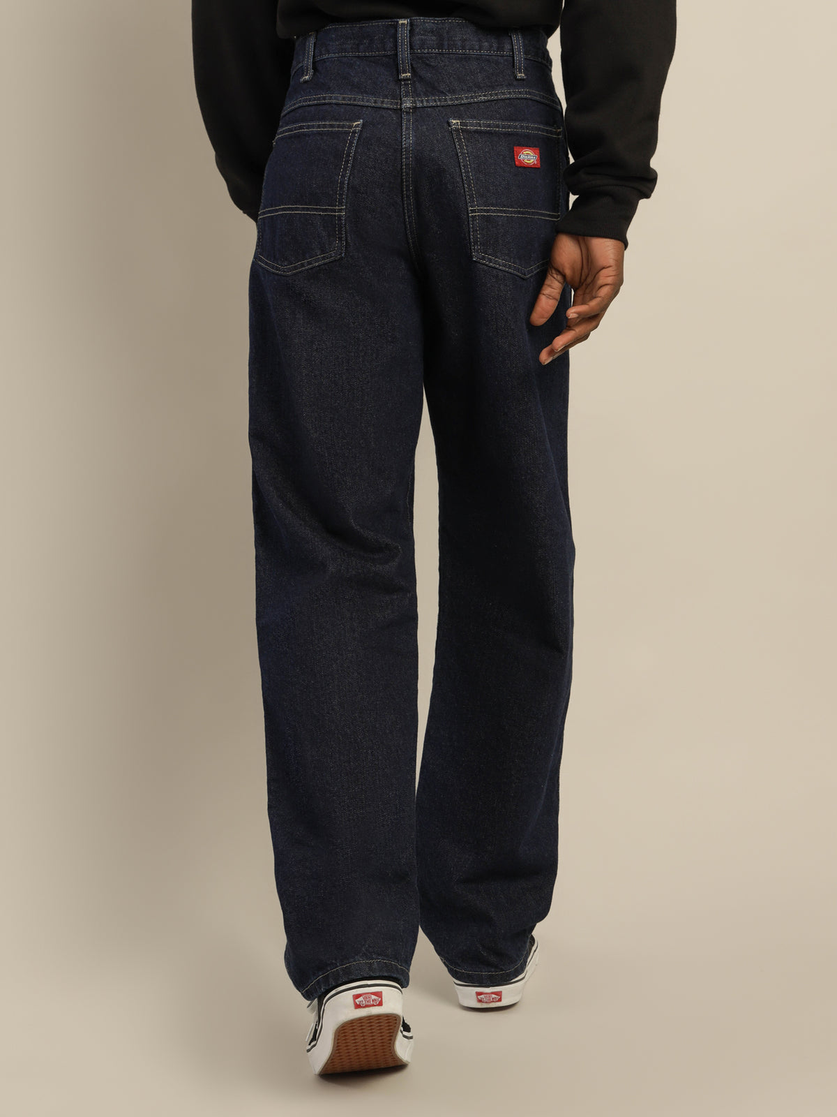 Relaxed Straight Jeans in Stonewashed Indigo Blue