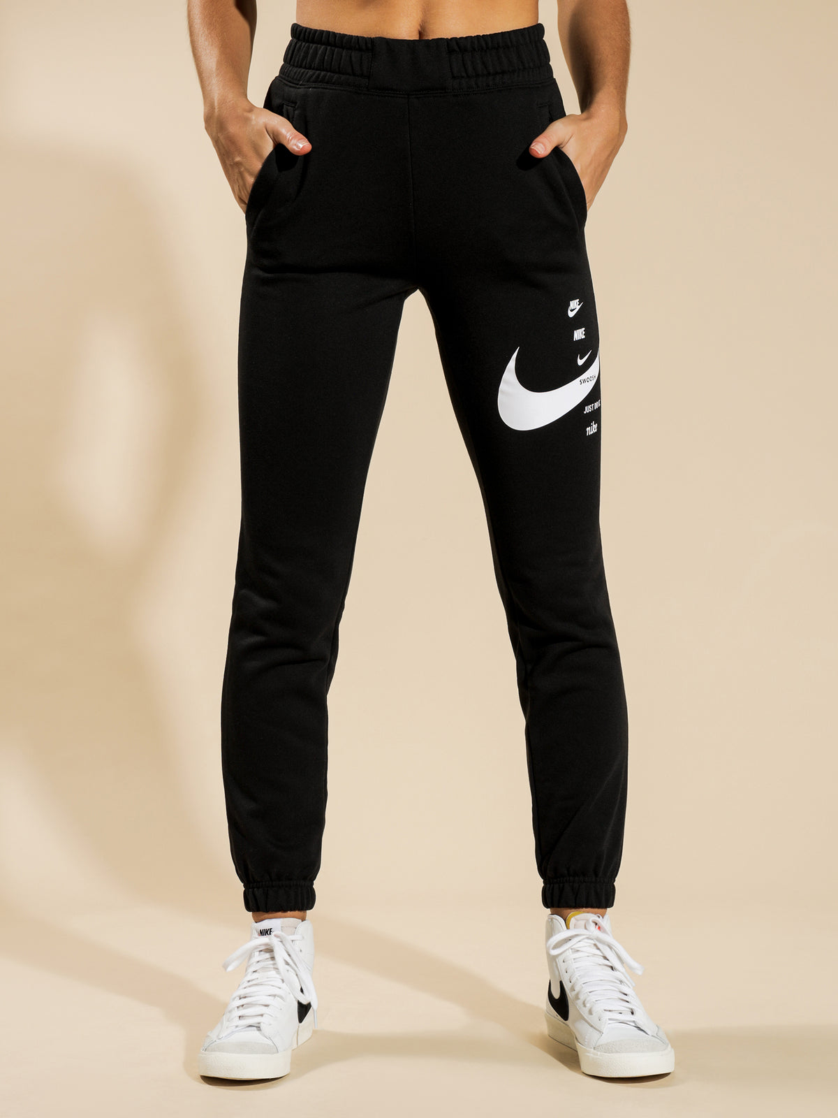 Sportswear Swoosh Pants in Black &amp; White