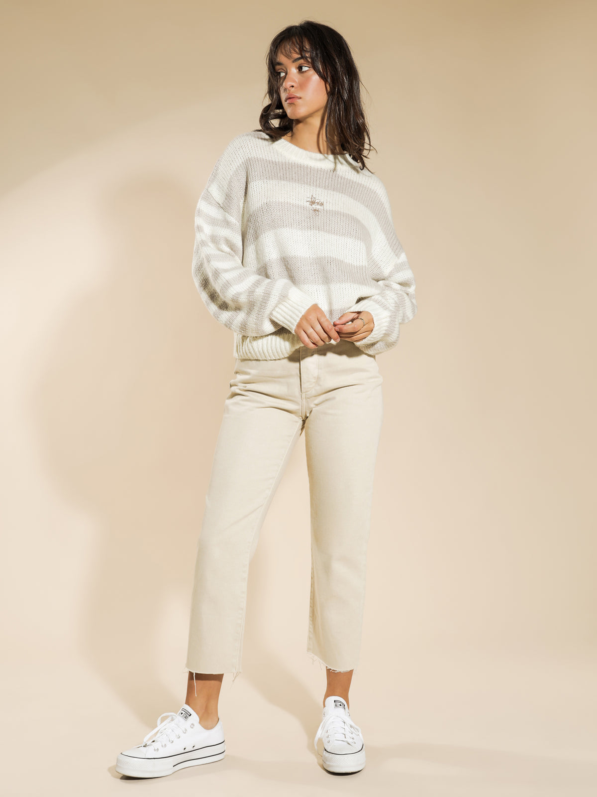 Stussy Knox Stripe Sweater | White Sands