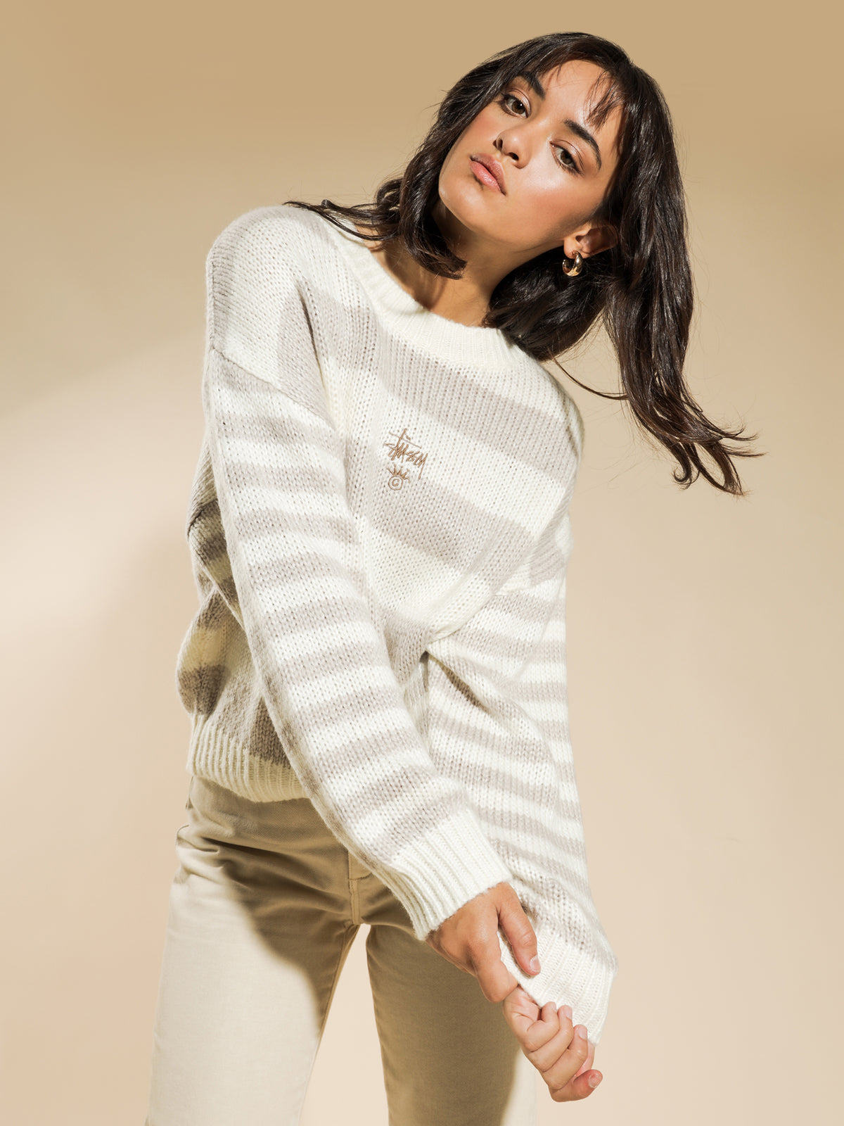 Stussy Knox Stripe Sweater | White Sands