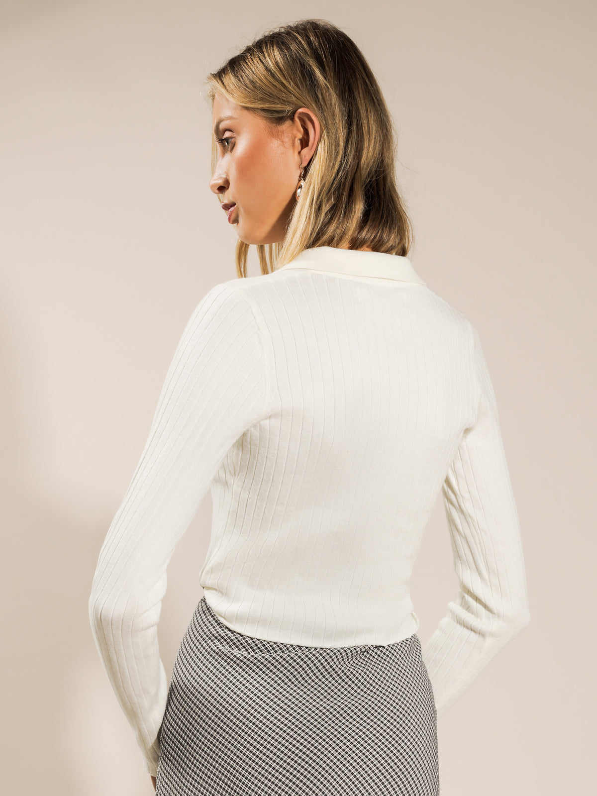 Mabel Polo Cardigan in Off White