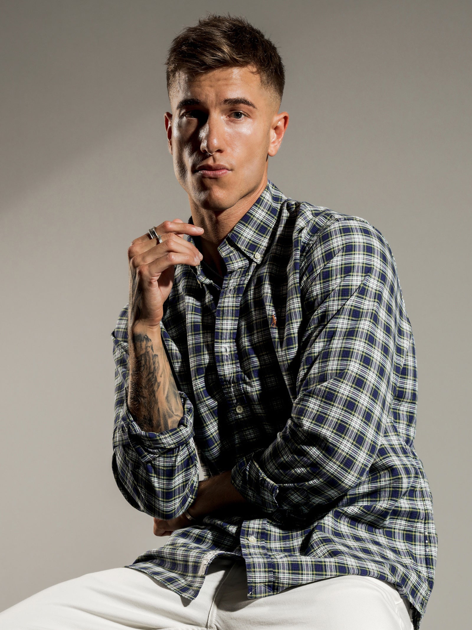 Plaid Oxford Long Sleeve T-Shirt