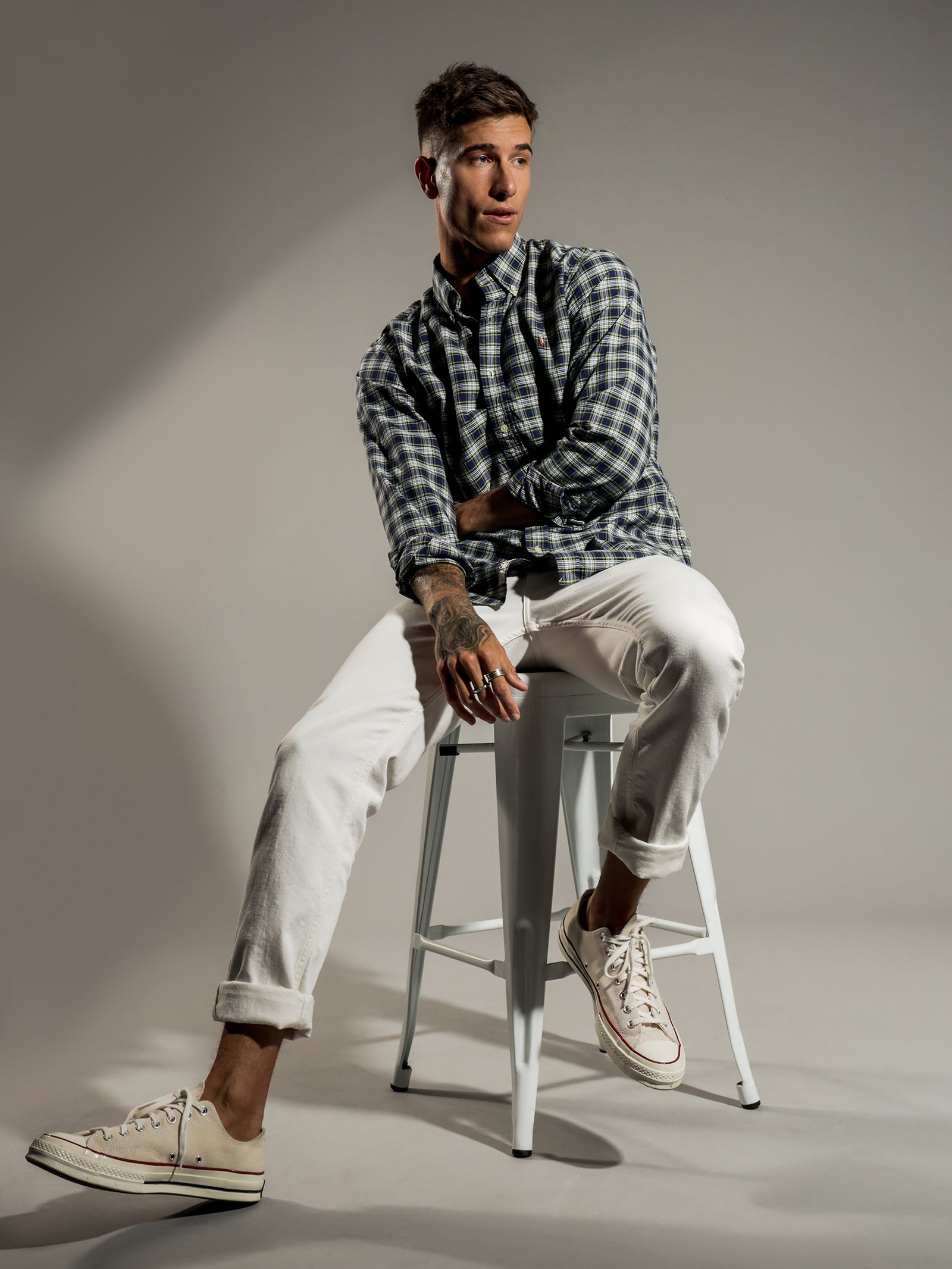 Plaid Oxford Long Sleeve T-Shirt