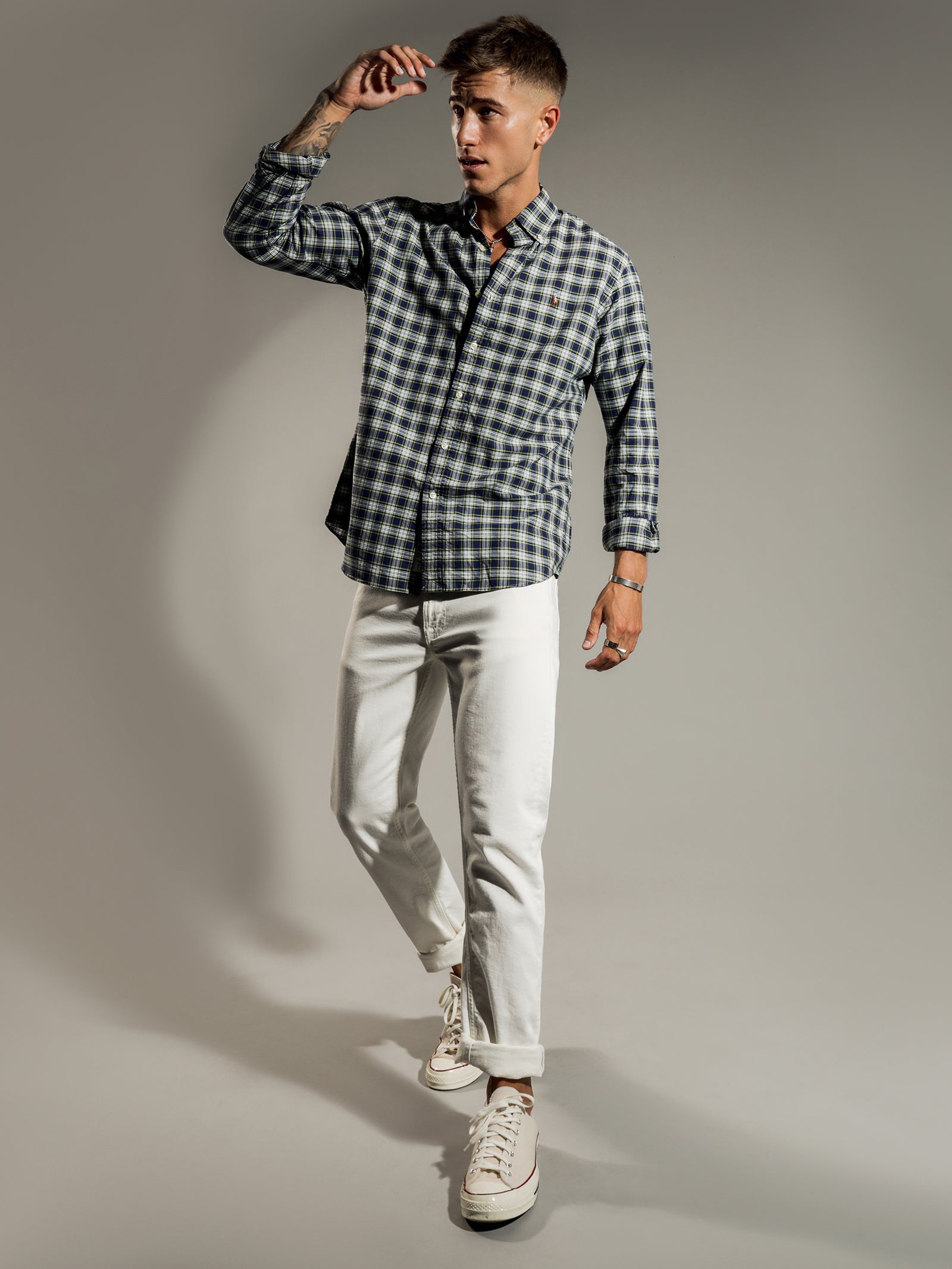 Plaid Oxford Long Sleeve T-Shirt