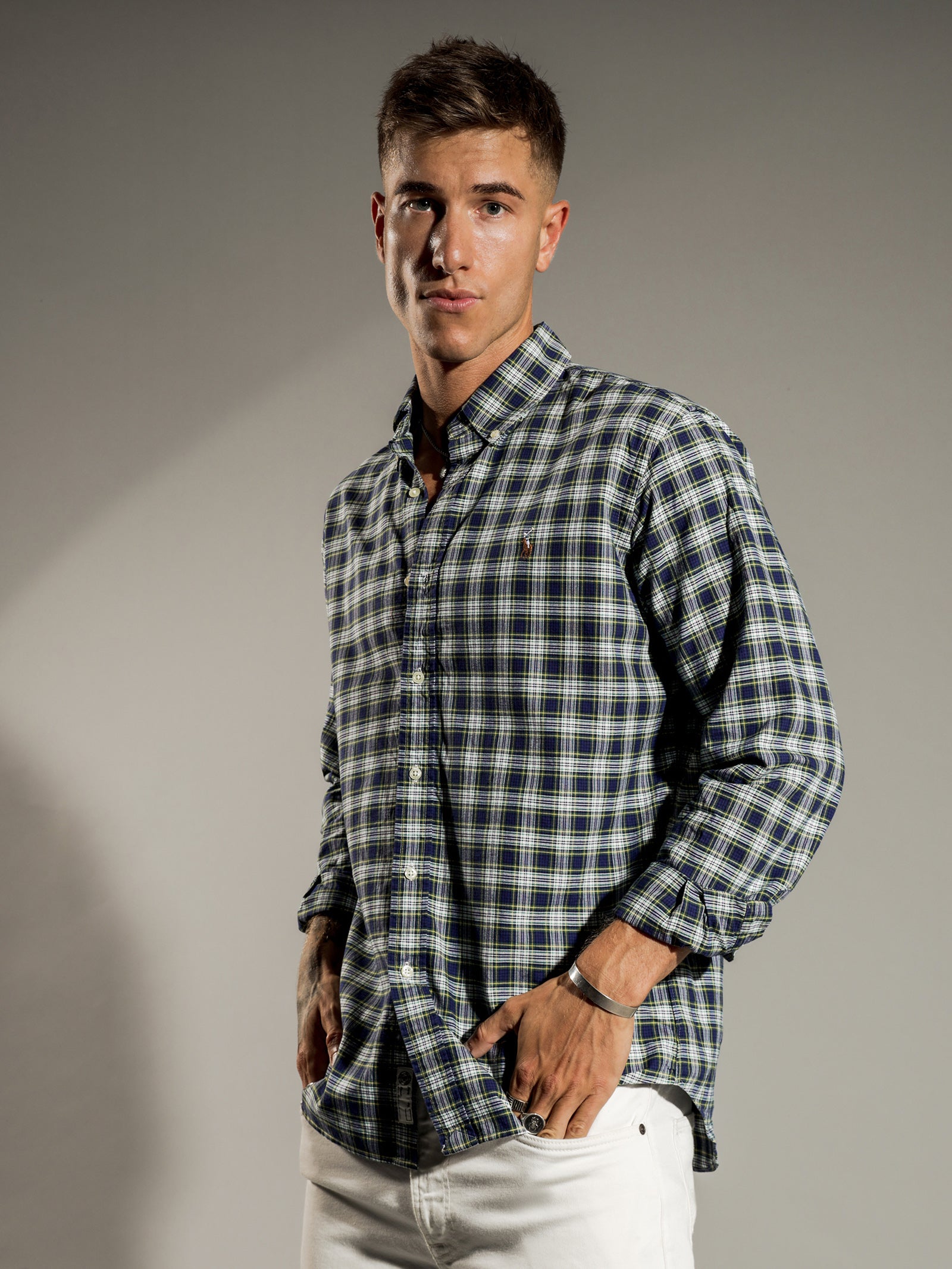 Plaid Oxford Long Sleeve T-Shirt