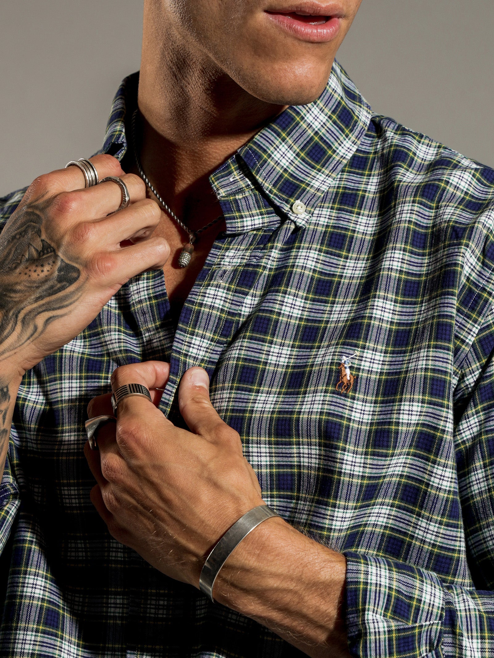 Plaid Oxford Long Sleeve T-Shirt