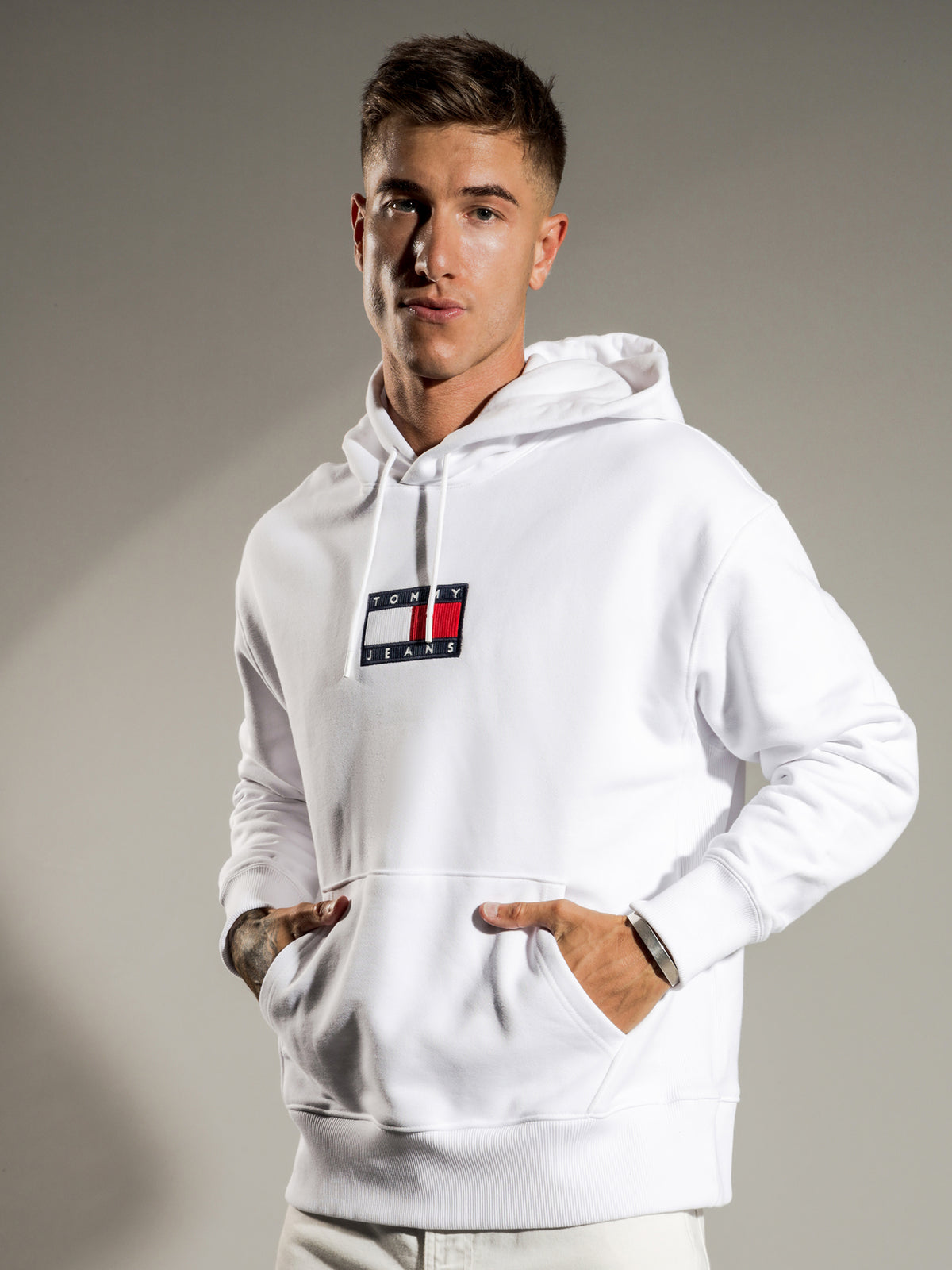 Small Flag Hoodie in White