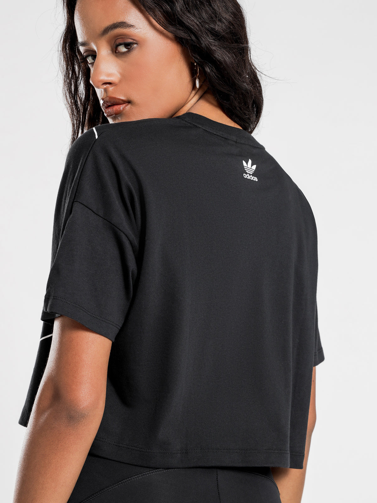 Large Trefoil Logo Cropped T-Shirt in Black &amp; White