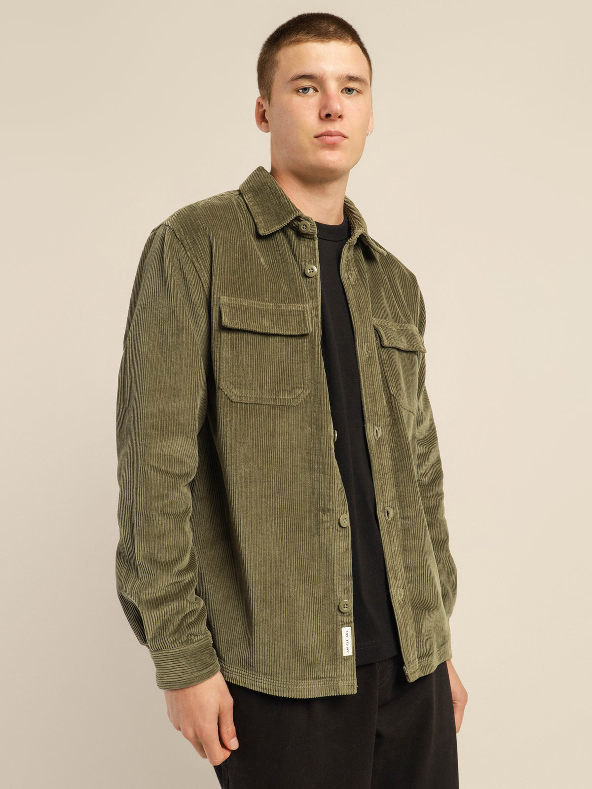 Oakes Cord Overshirt in Flint Green