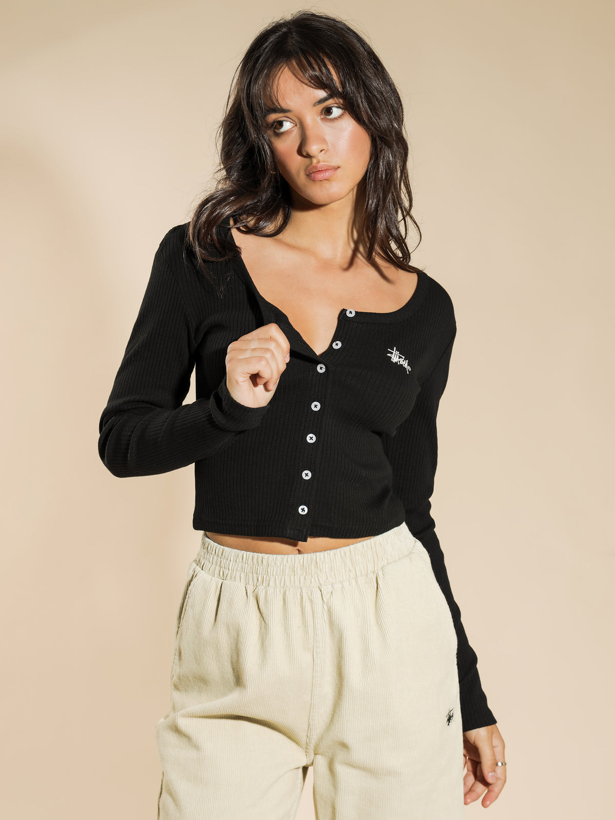 Margot Button Up Cardy in Black