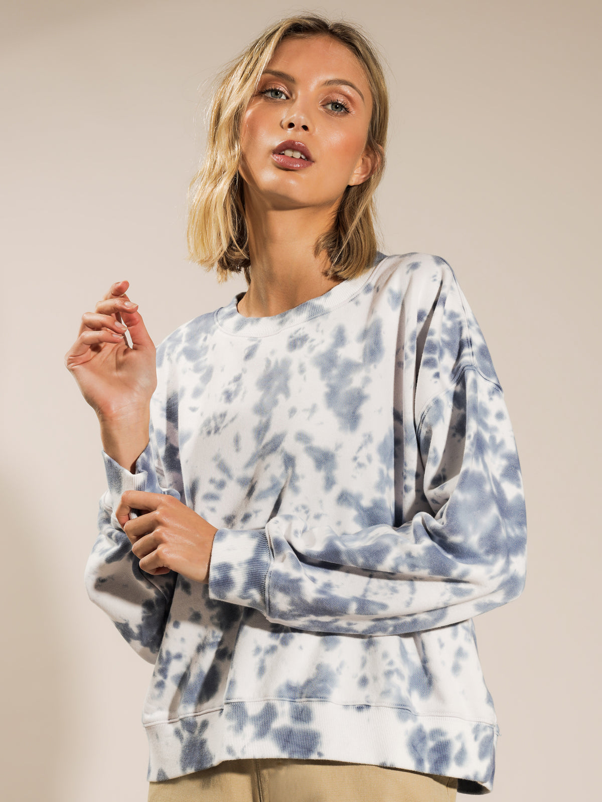 Beyond Her Beyond Tie Dye Sweater | Blue Tie Dye