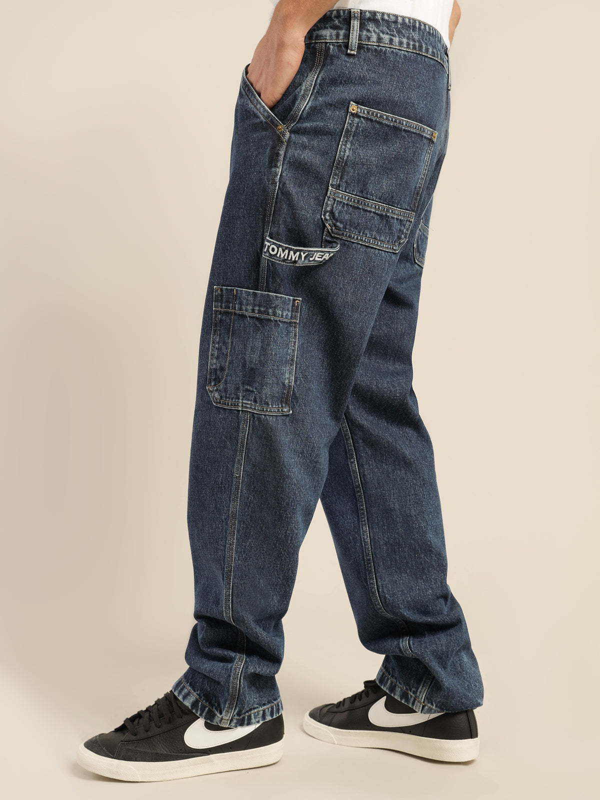 Skater Carpenter Fit Hemp Jeans in Blue