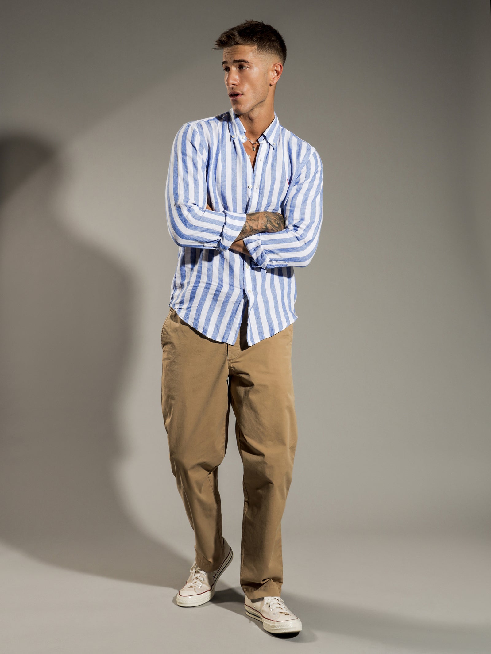 Linen Stripe Long Sleeve T-Shirt