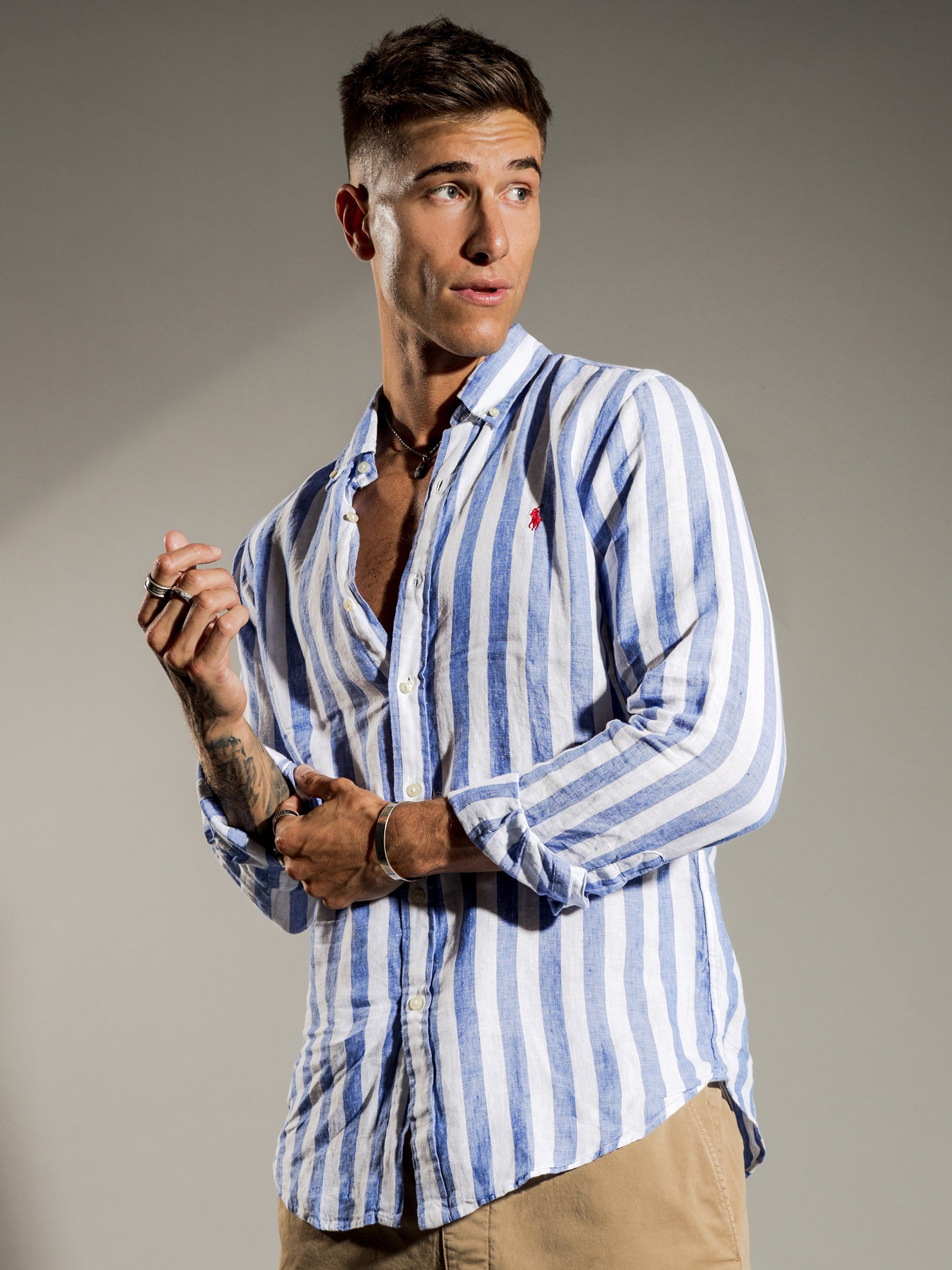 Linen Stripe Long Sleeve T-Shirt