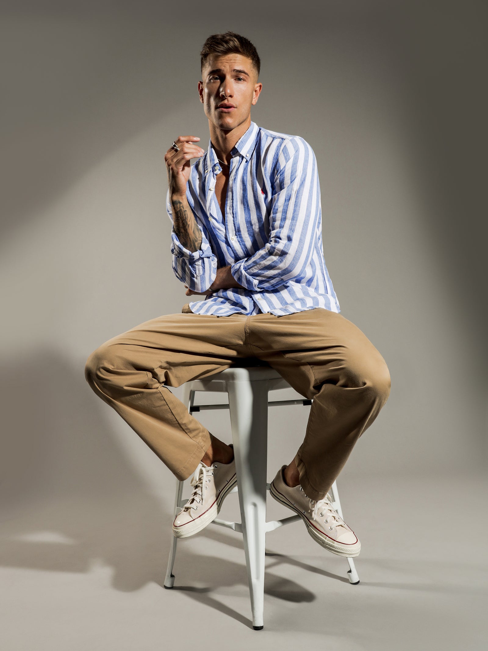 Linen Stripe Long Sleeve T-Shirt