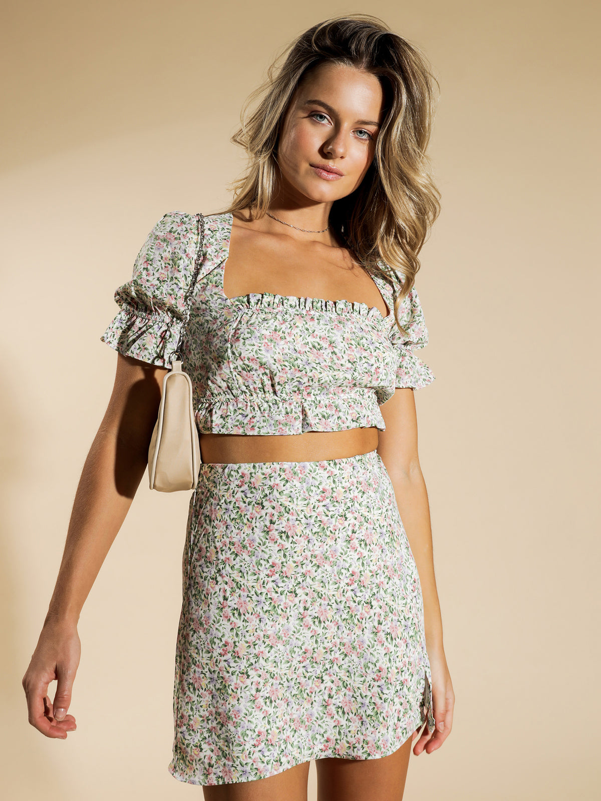 Eve Mini Skirt in Spring Floral