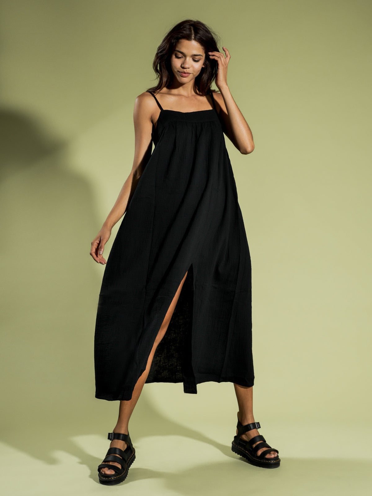 Bonnie Textured Maxi Dress in Black
