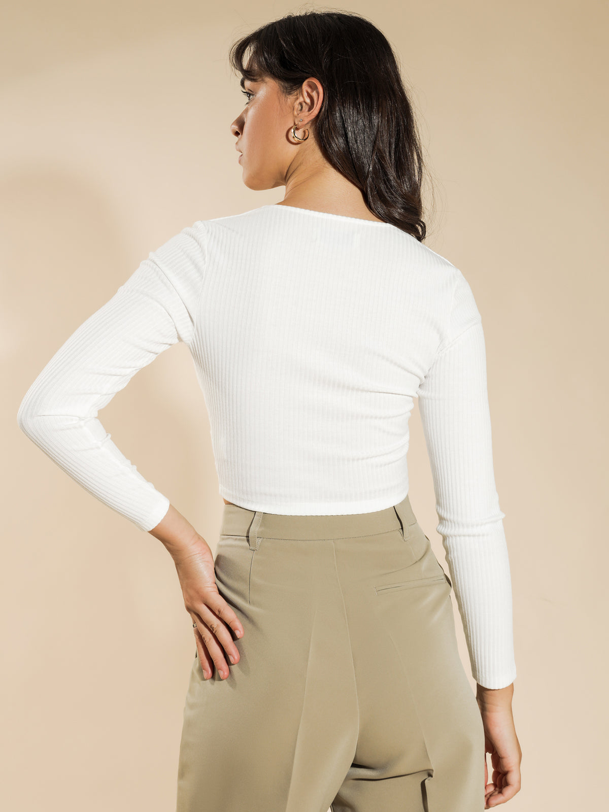 First Mse Candice Rib Top | White