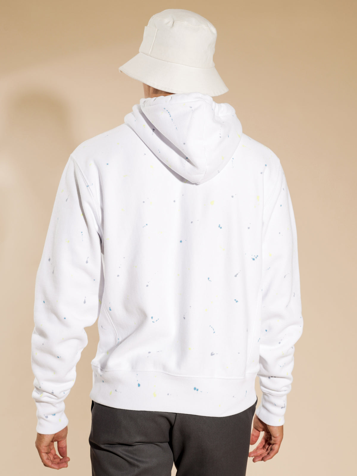 Paint Splatter Reverse Weave Hoodie in White
