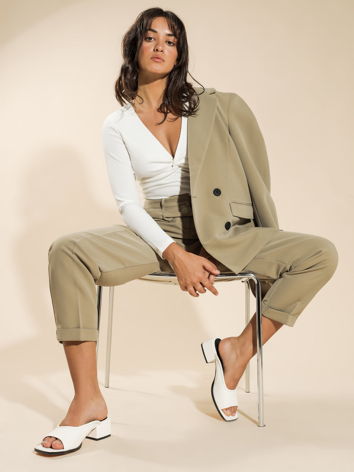 First Mse Candice Rib Top | White