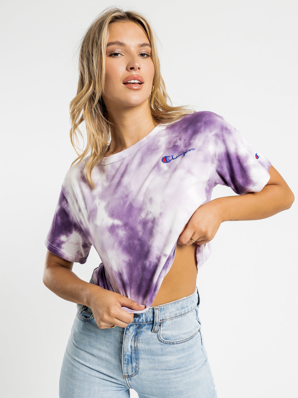 Big Sky Dye Cropped T-Shirt in Lilac