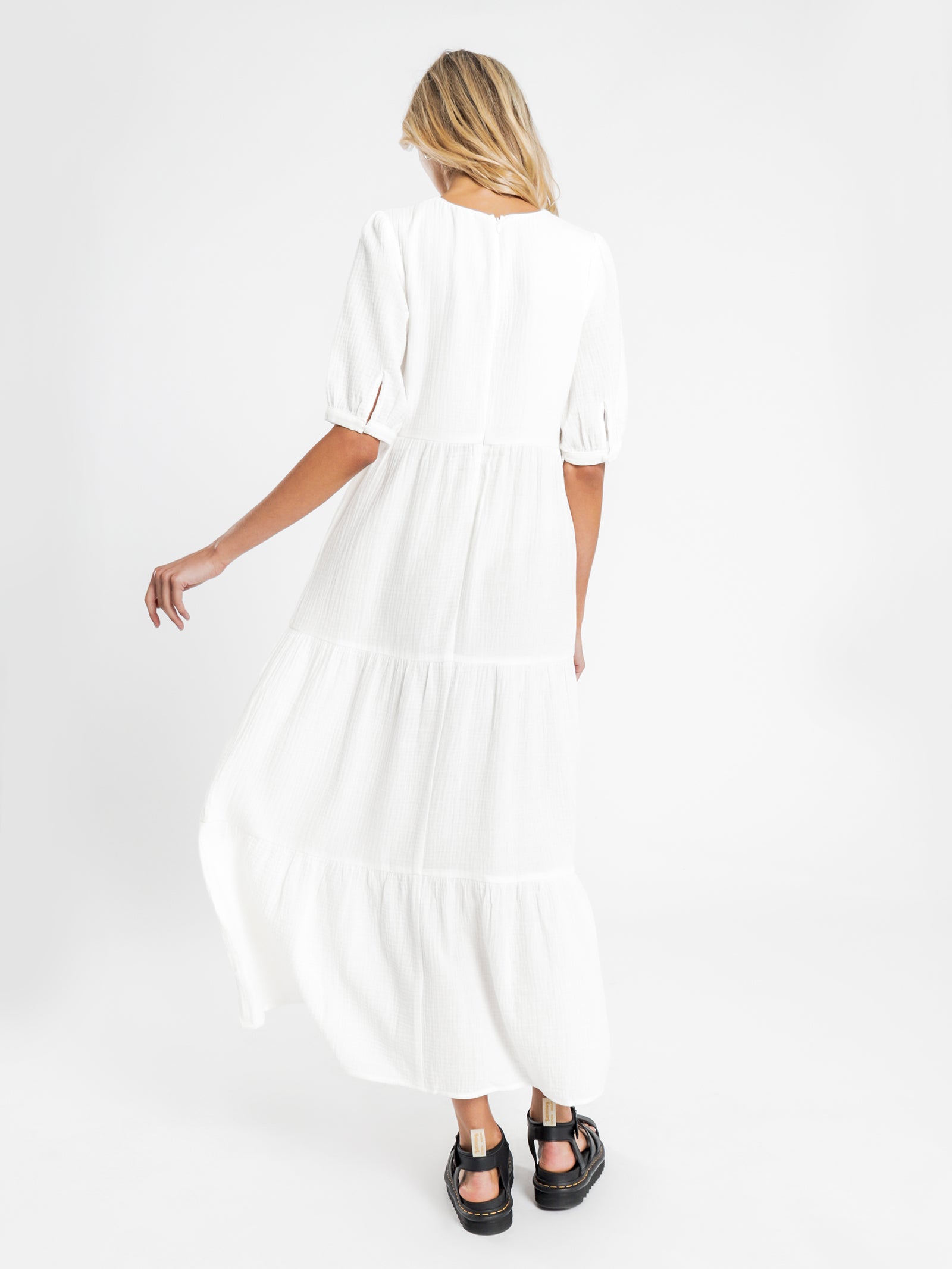 Verona Tier Maxi Dress in White