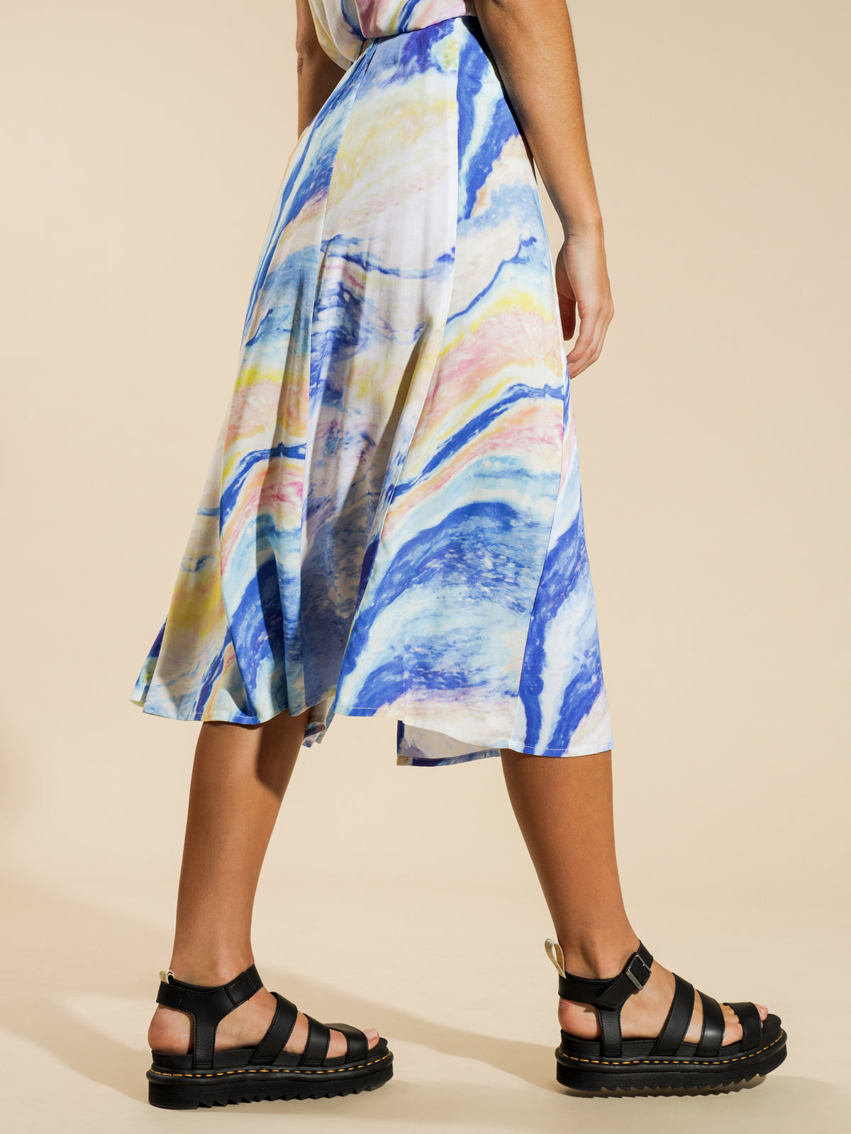 A Line Split Midi Skirt in Ocean Glitter