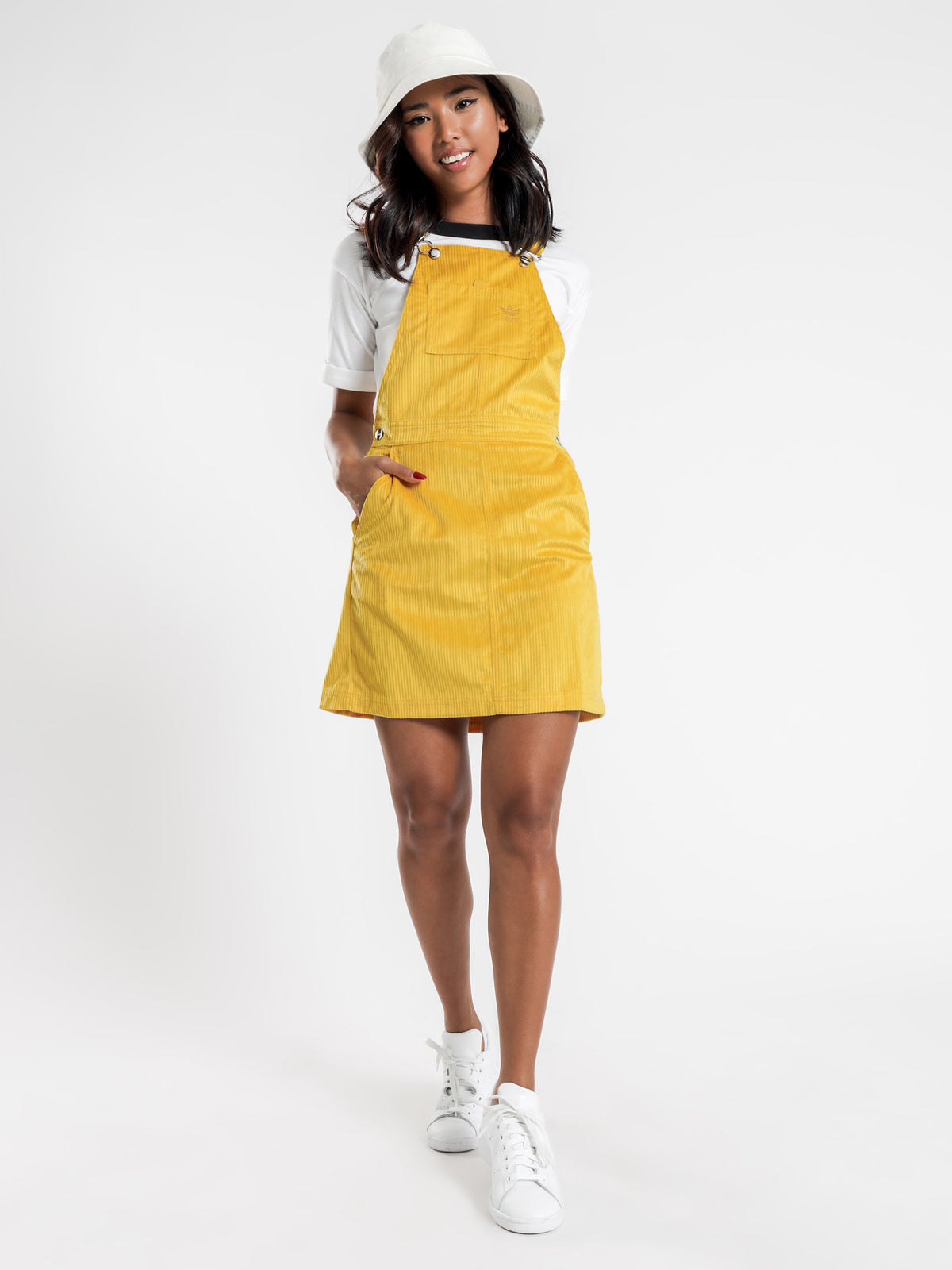 Dungaree Dress in Corn Yellow