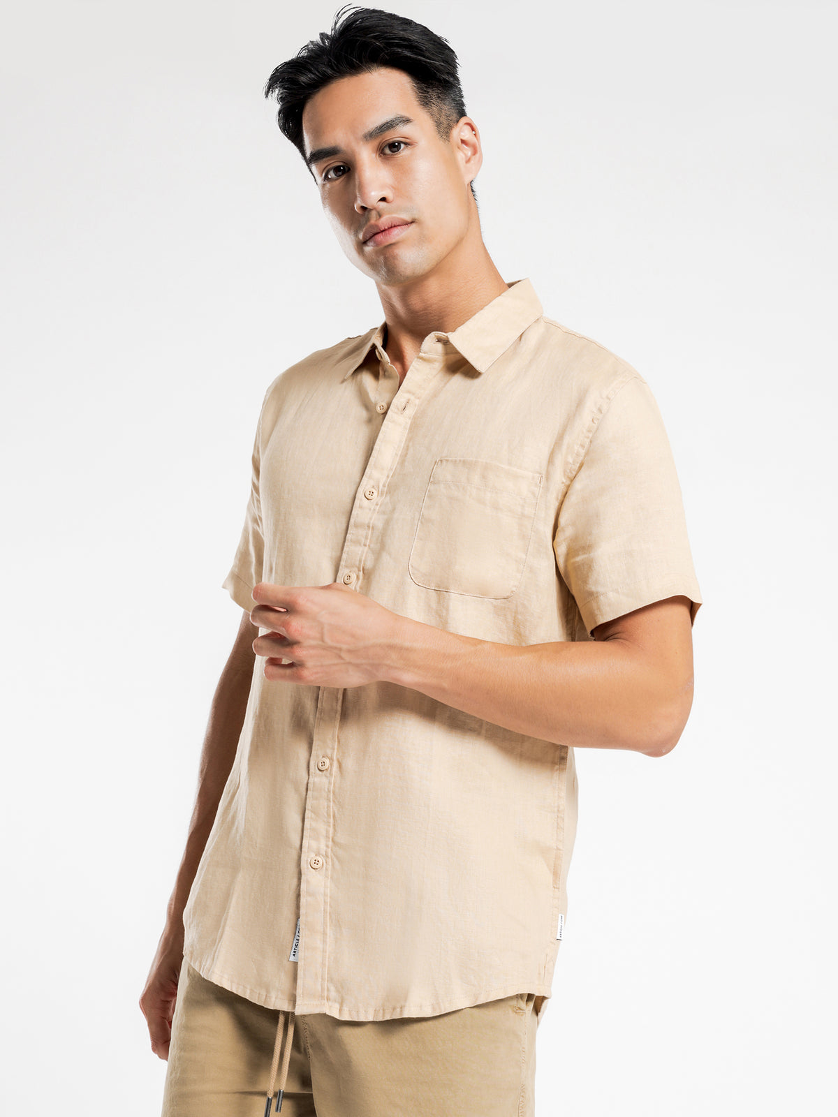 Article One Nelson Linen Short Sleeve Shirt | Citrine