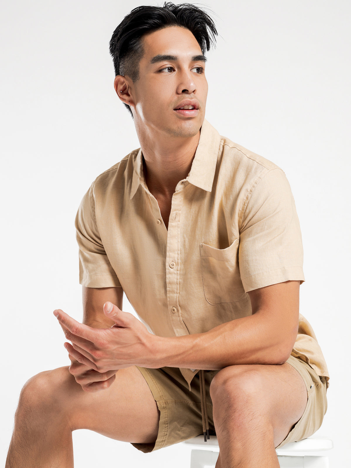 Article One Nelson Linen Short Sleeve Shirt | Citrine