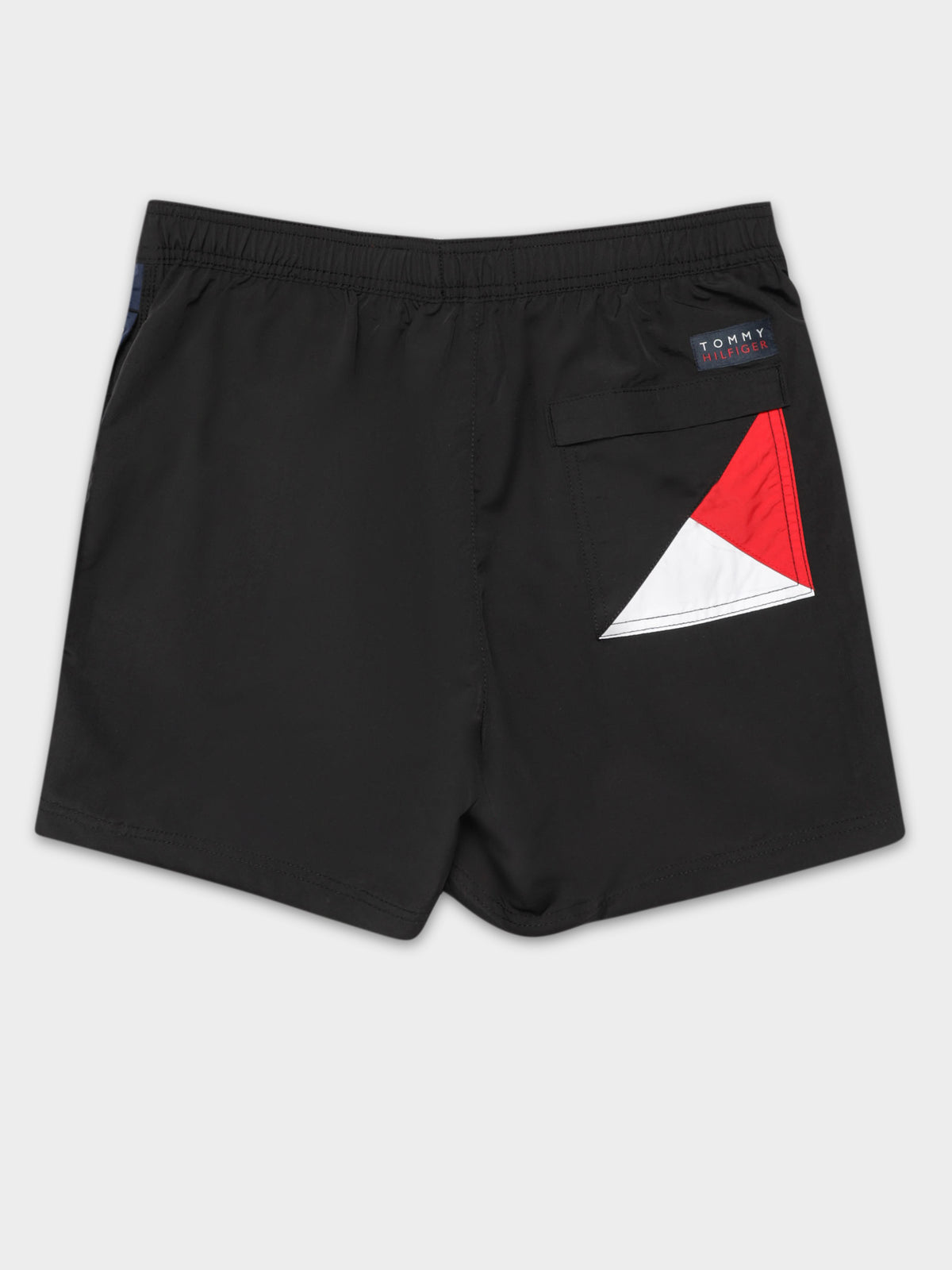 Flag Leg Swim Shorts in Black