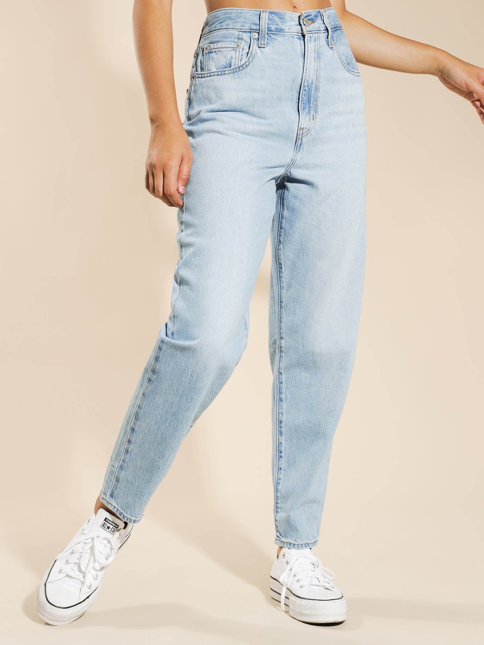 High-Waisted Loose Taper Jeans