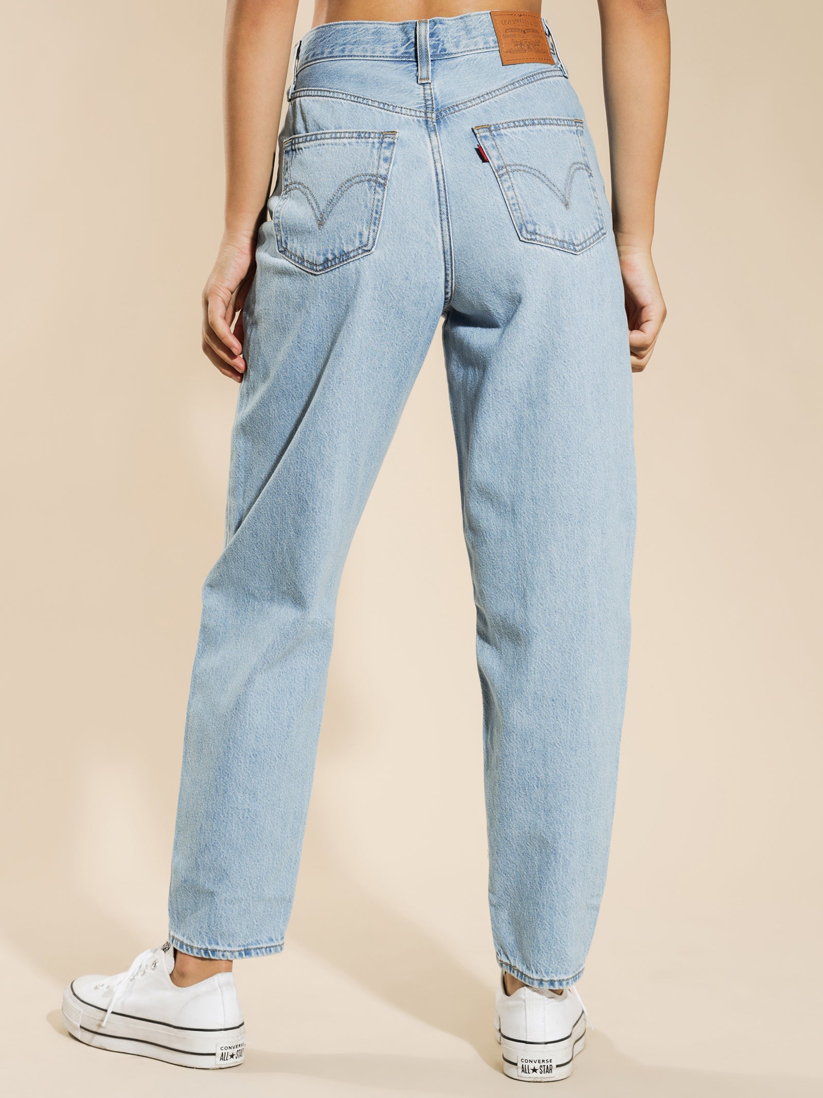 High-Waisted Loose Taper Jeans