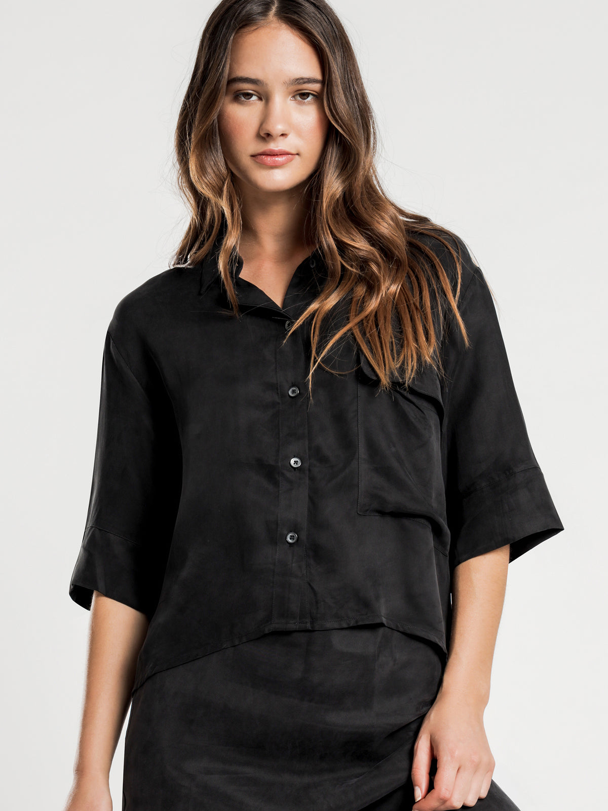 Esme Cupro Shirt in Black