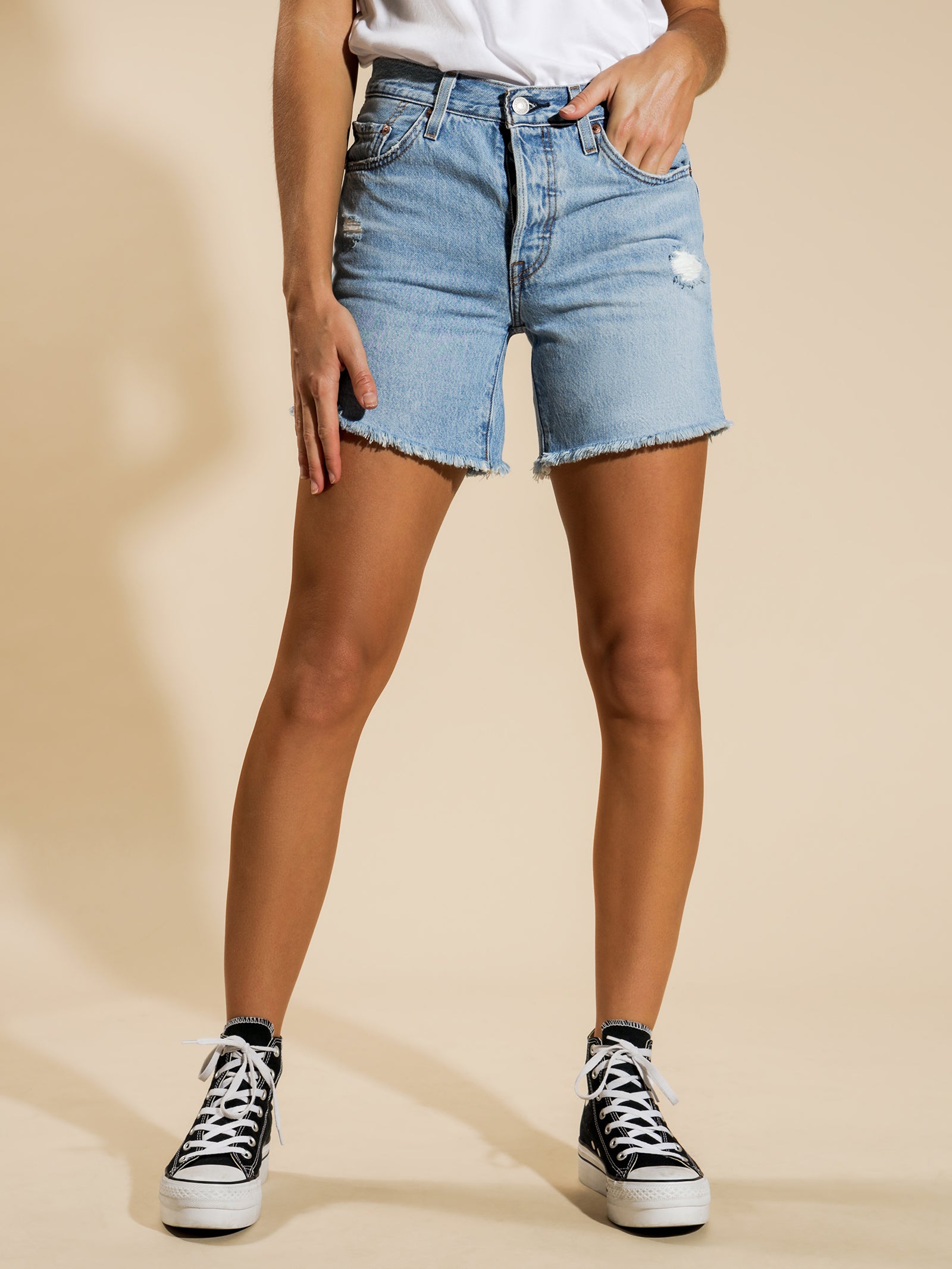 501 Mid Rise Denim Shorts