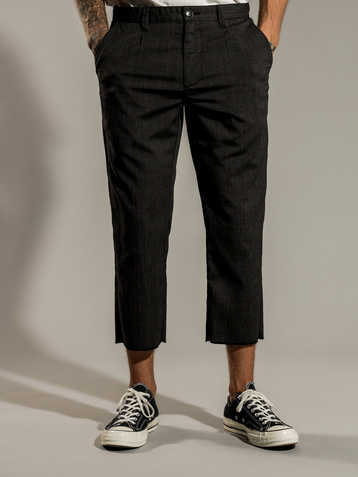 Parallels Chopped Chino Pants in Dark Charcoal
