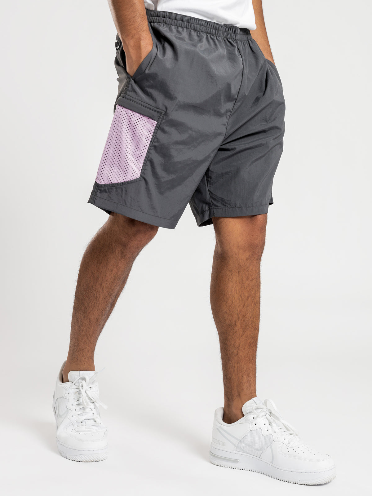Mesh Street Shorts in Grey &amp; Lilac