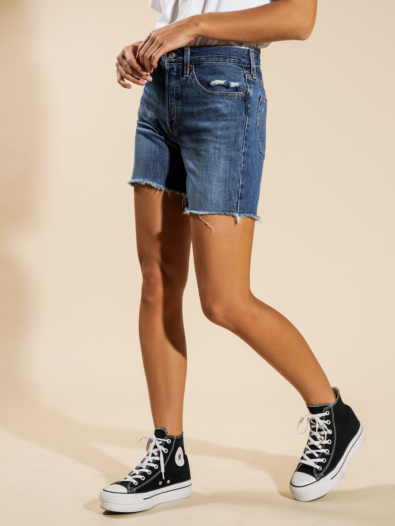 501 Mid Thigh Denim Shorts