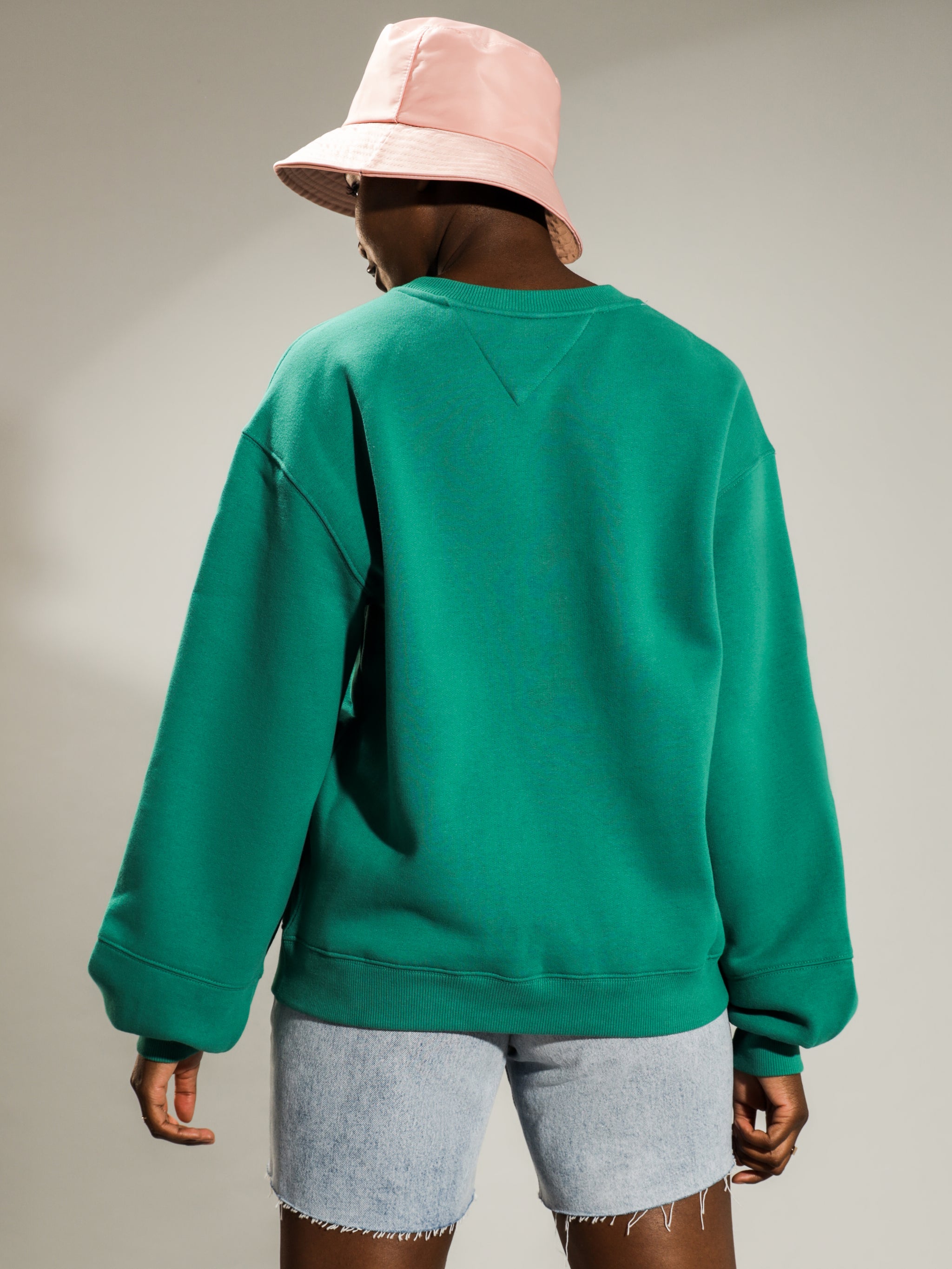 Tommy jeans collegiate logo crew midwest green Clearance