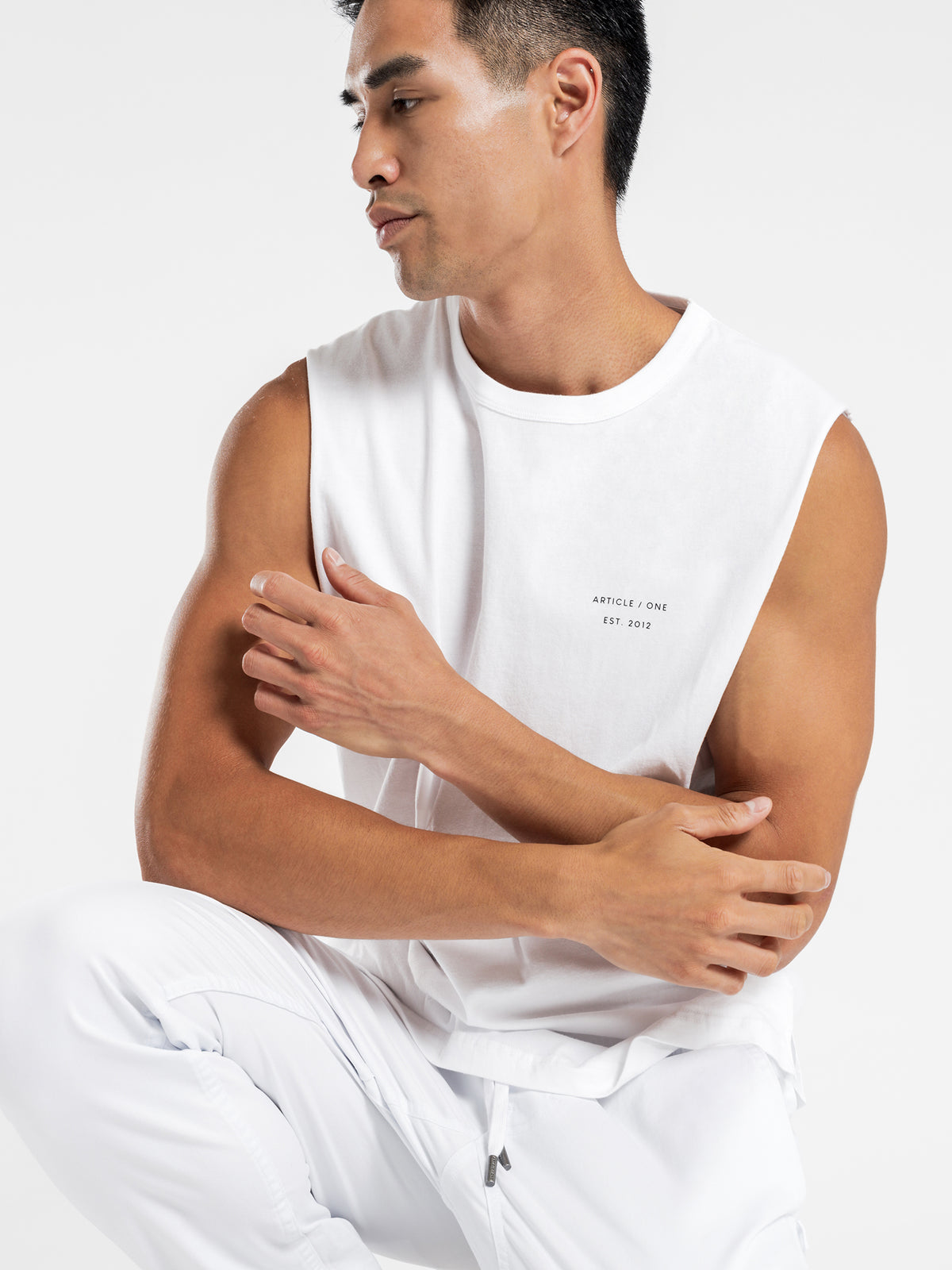 Micro Logo Muscle T-Shirt in White