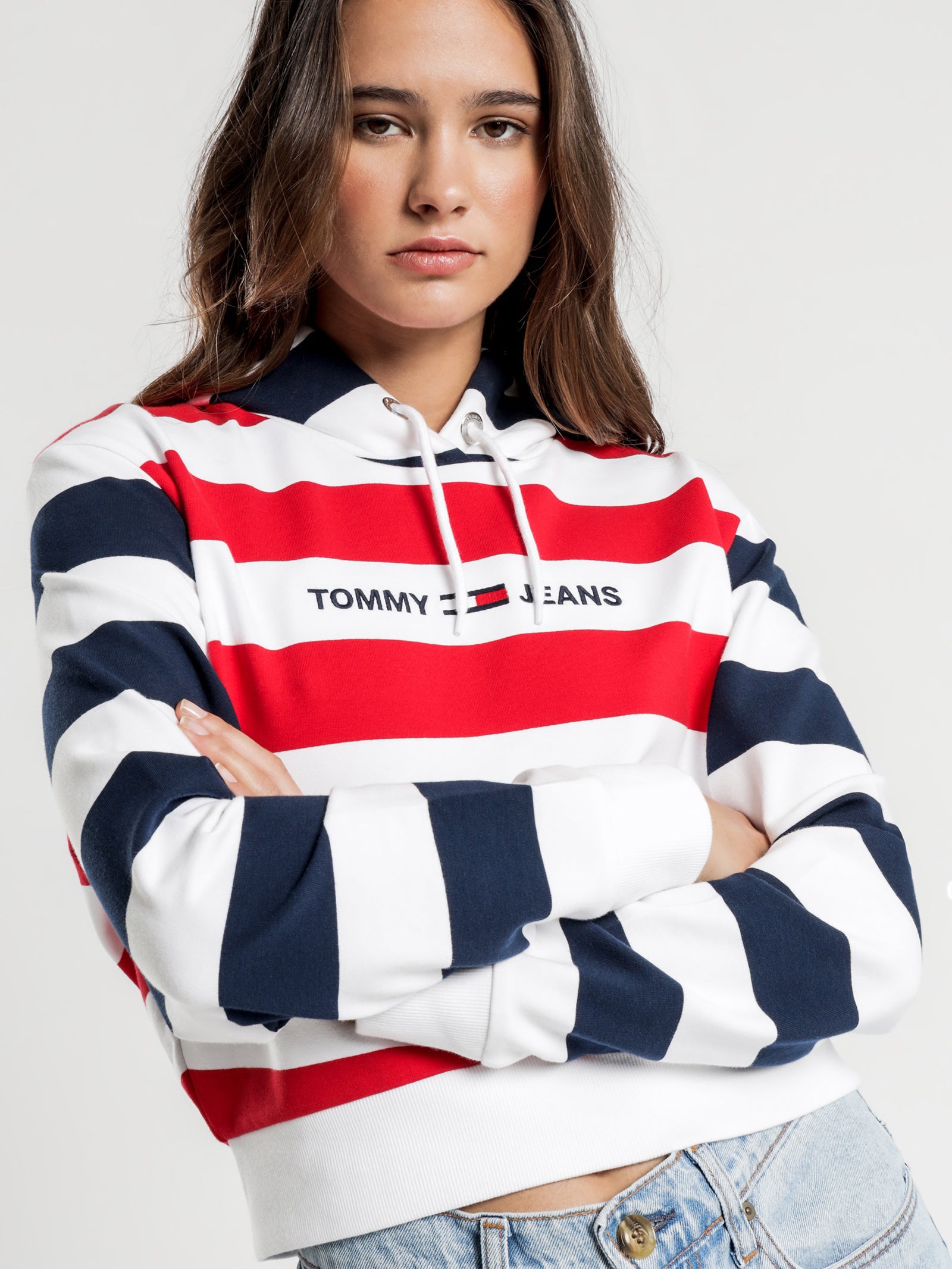 Tommy Jeans Womens Hoodies Tommy Hilfiger Women Ovs Flag Crew-Neck