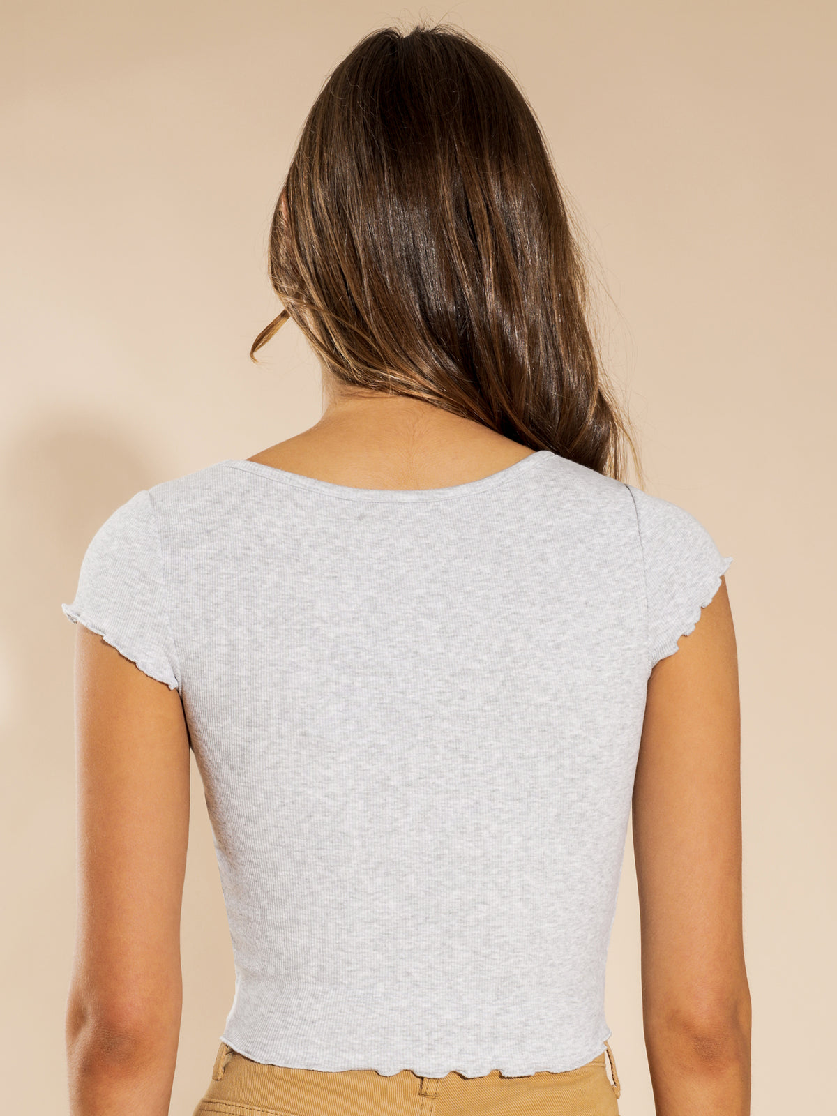 Freya Ruched Front T-Shirt in Grey Marle