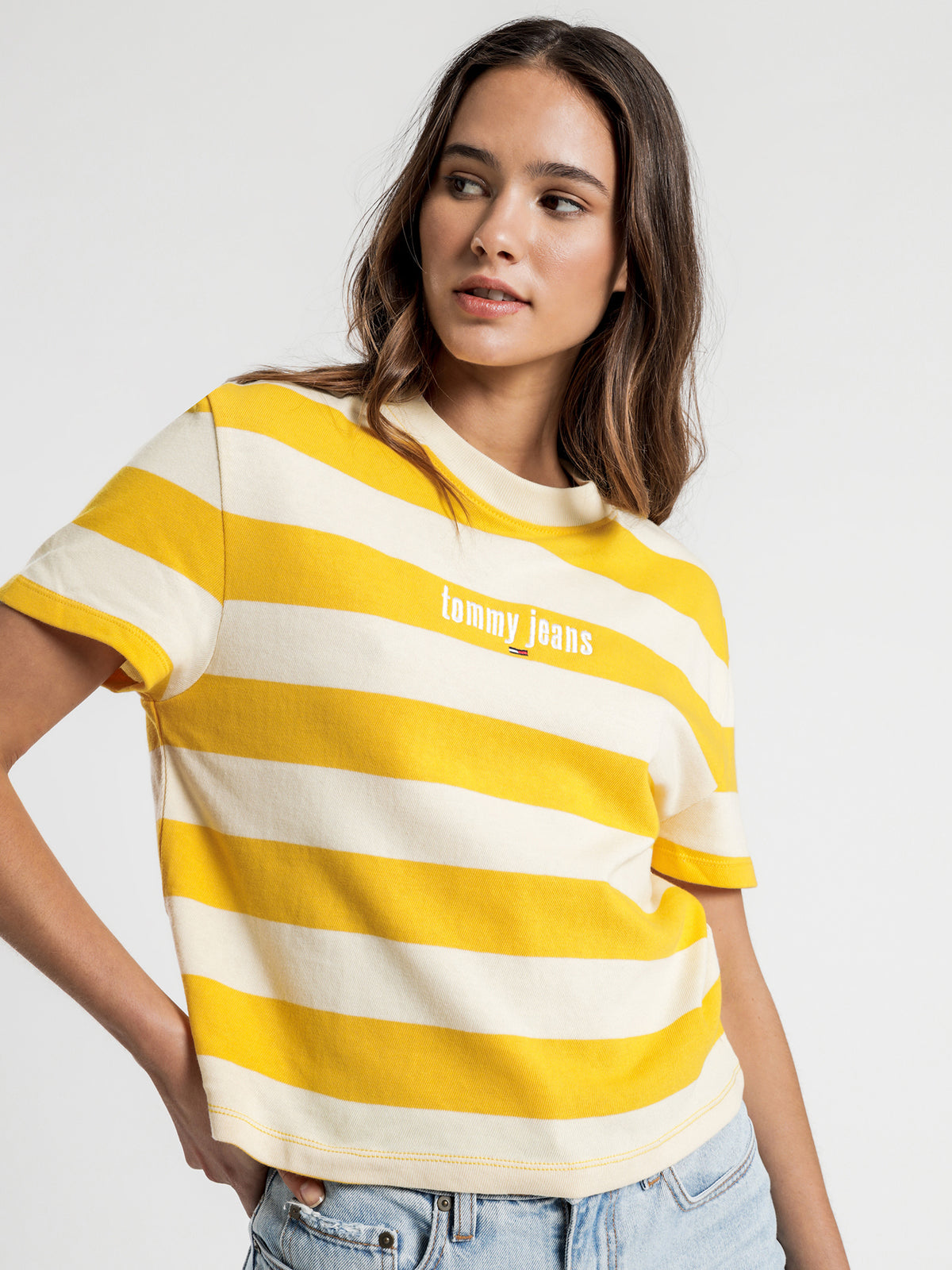 Stripe Logo T-Shirt in Lemon