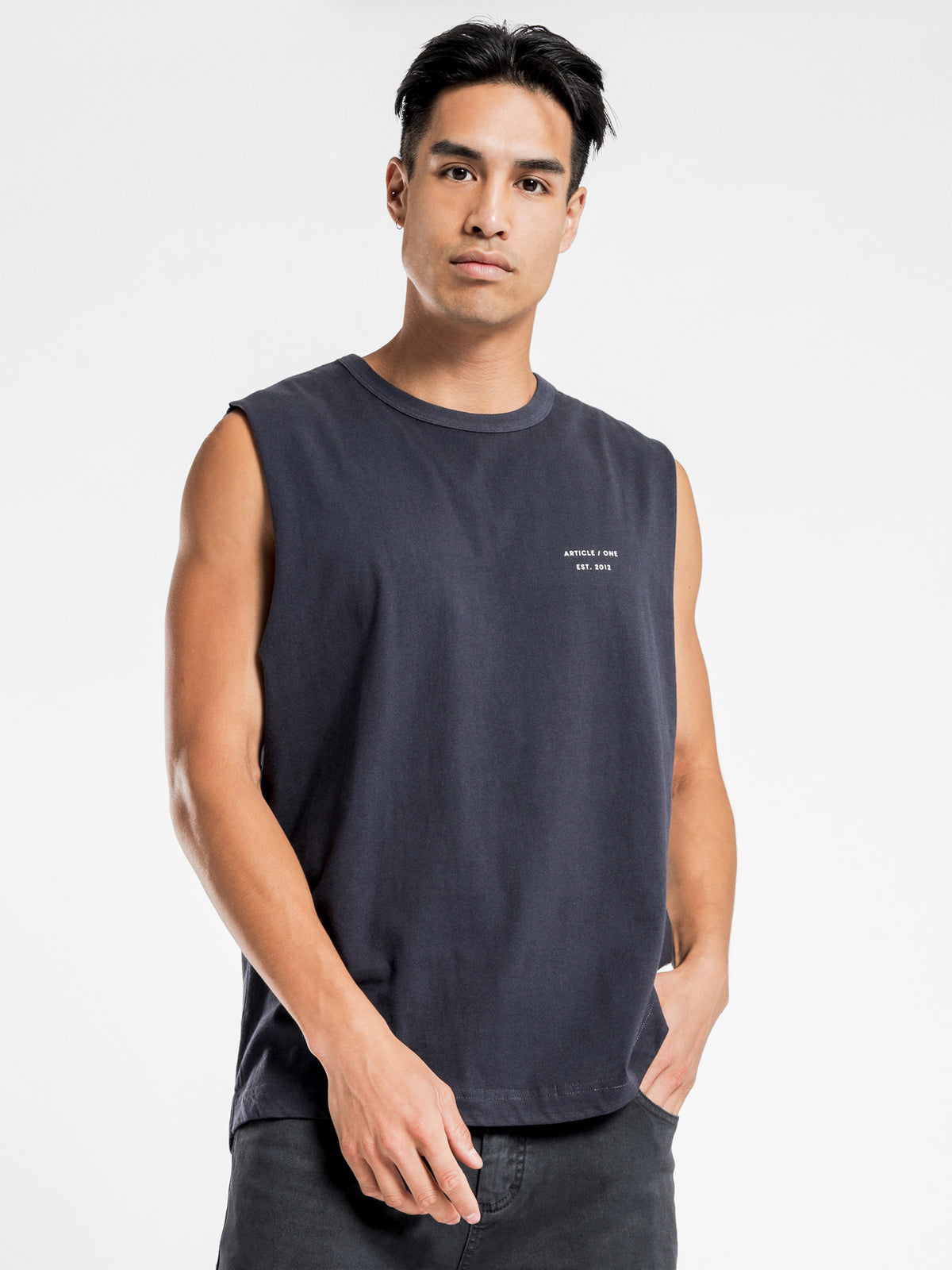 Micro Logo Muscle T-Shirt in Midnight