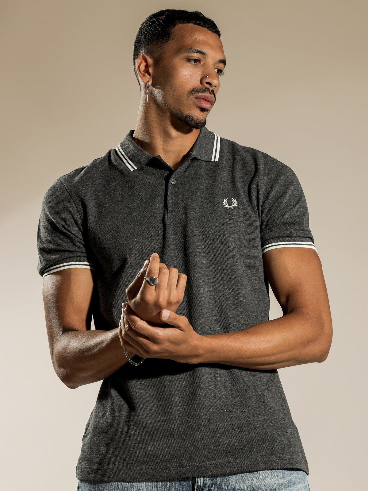 Twin Tipped Polo in Charcoal M